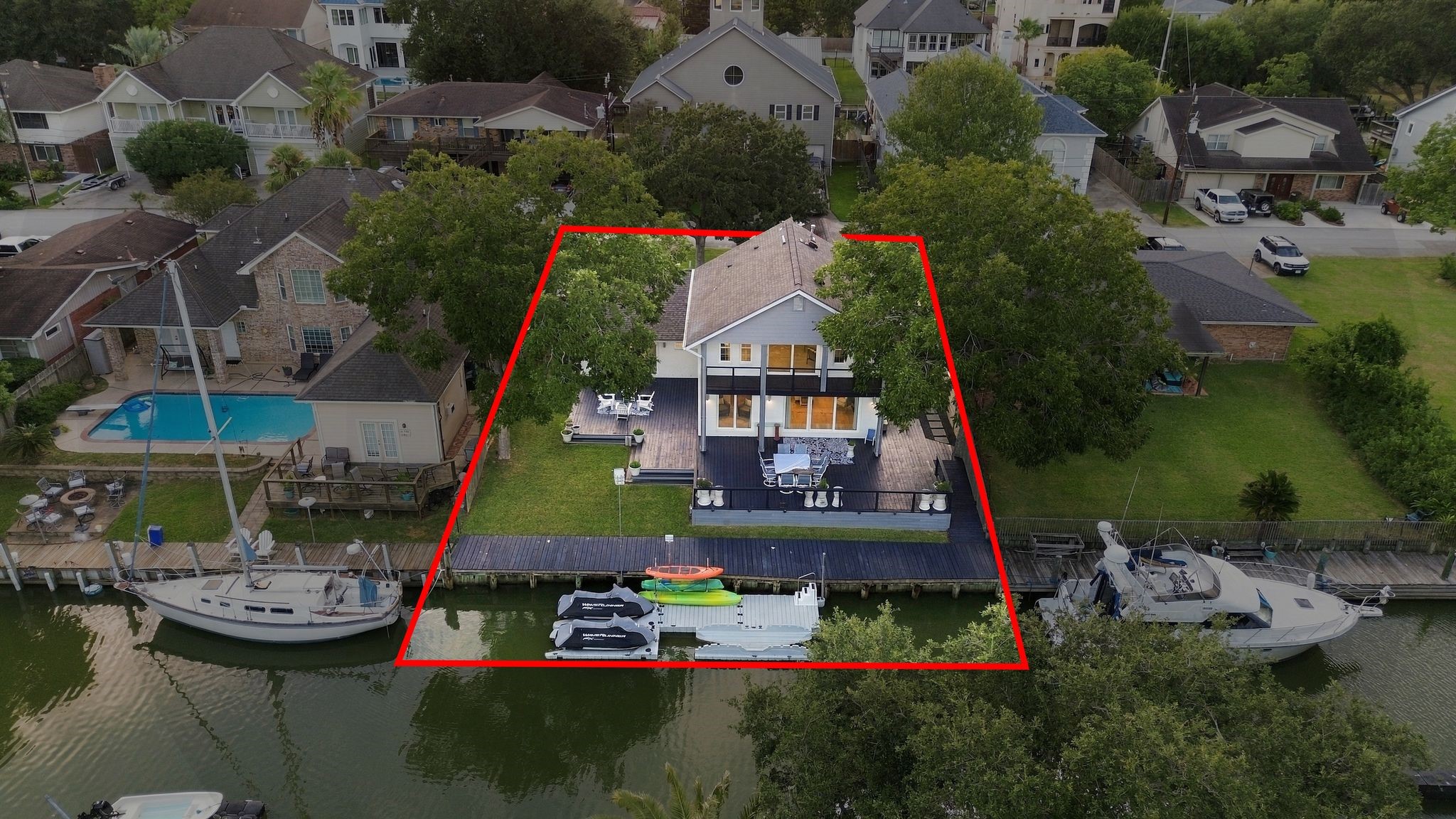 This is a nice size lot with extensive bulkhead and room for a pool if you disire.