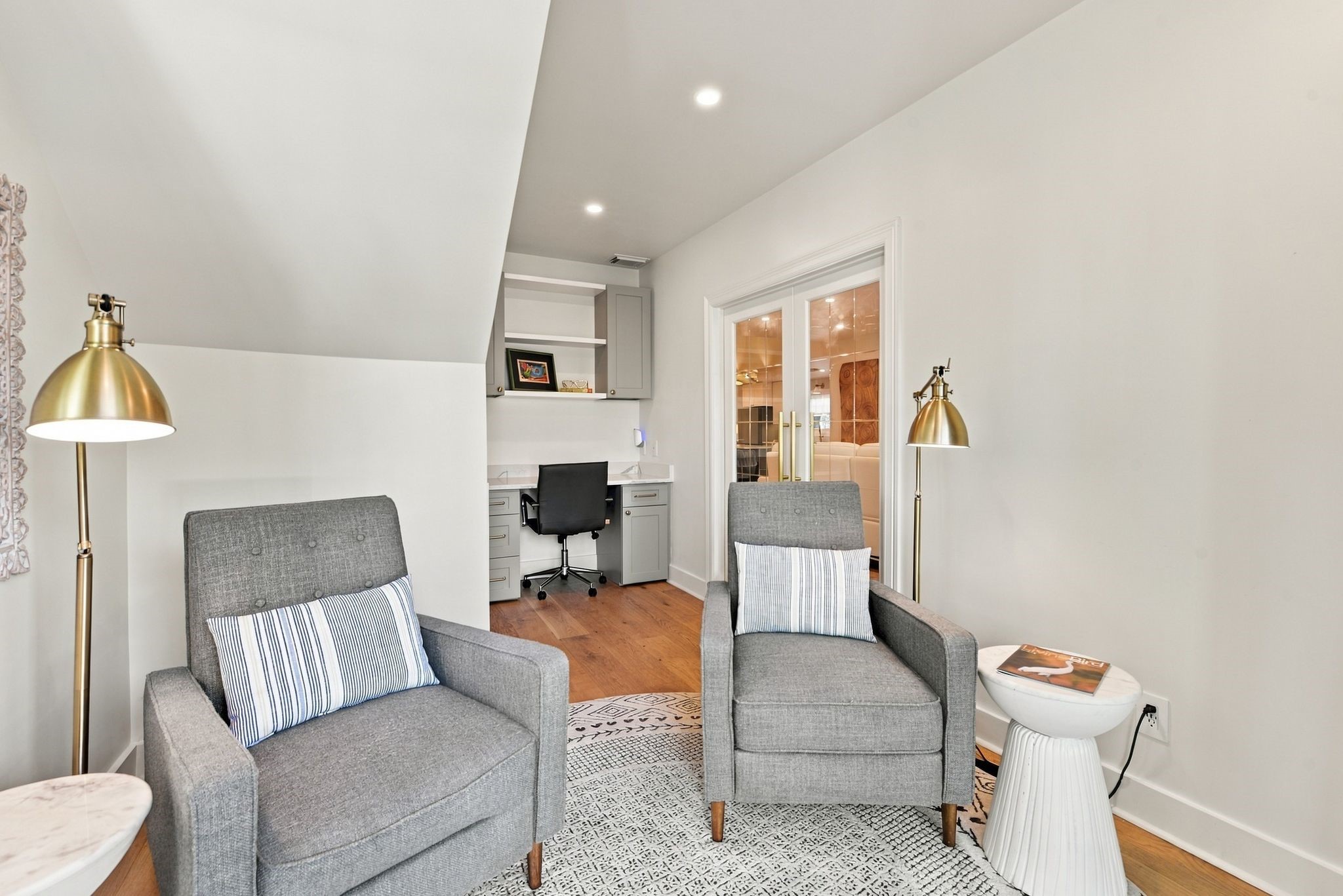The office has a built in desk area and is a great place to read and relax.