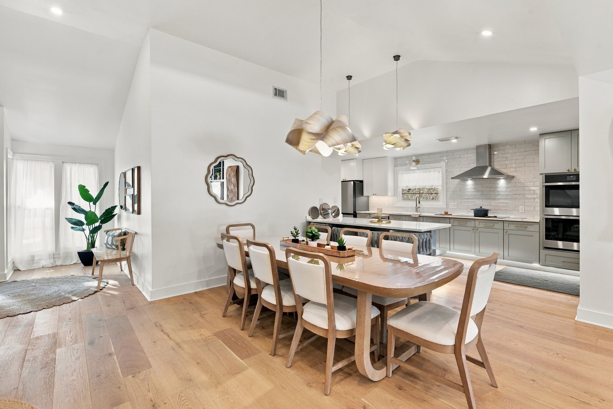 The Kitchen Dining area is open to the Living room.