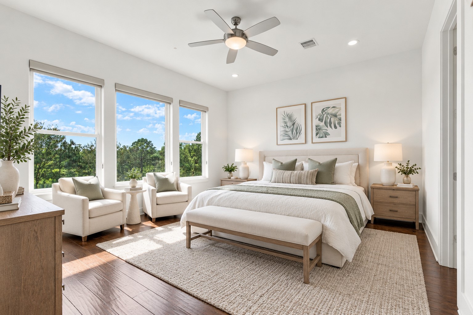 Versatile upstairs flex space with a private full bath, ideal as a guest suite, game room, or additional bedroom, featuring abundant natural light.