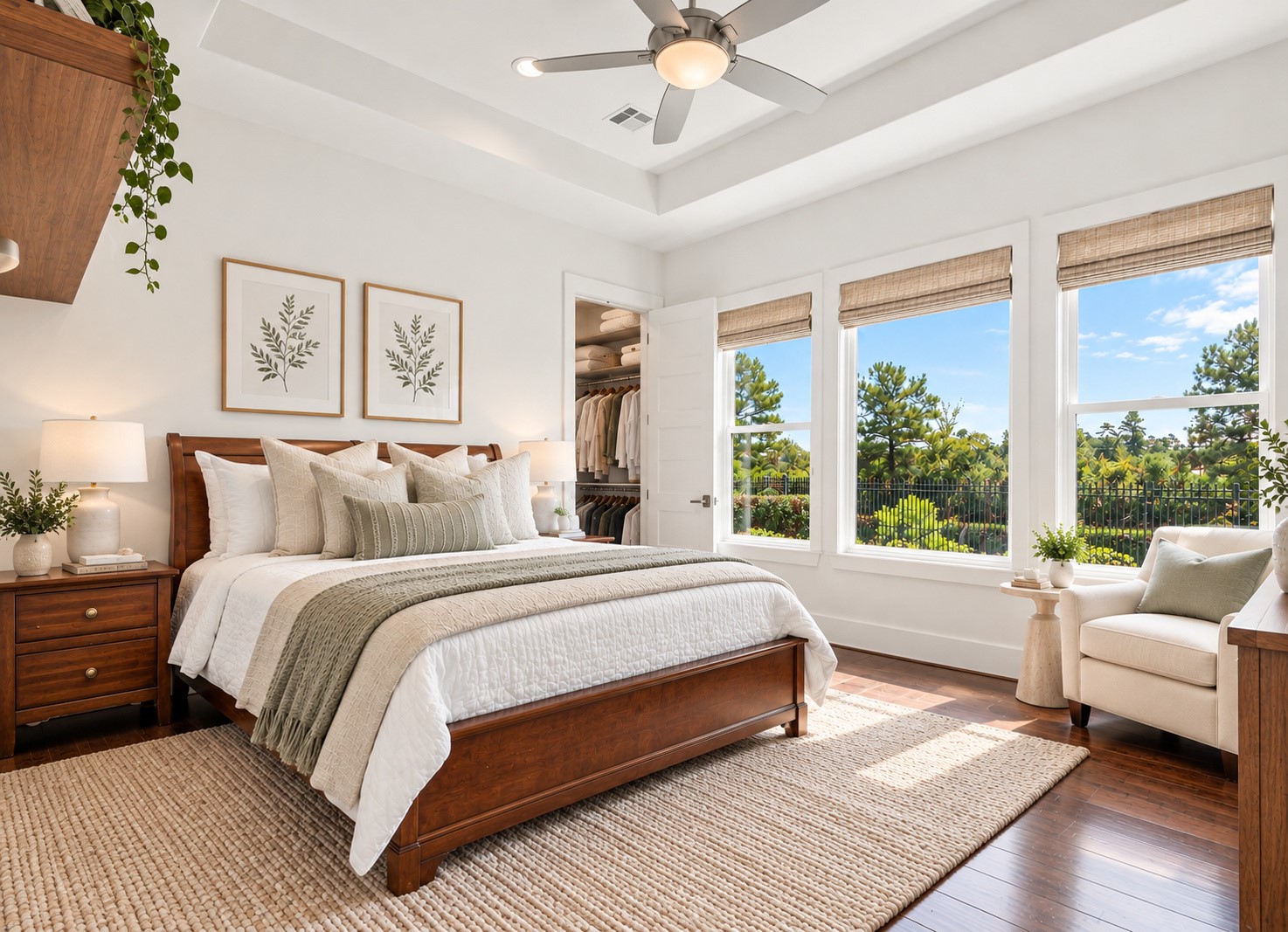 Light-filled first floor flex suite featuring beautiful views, a private full bath, and endless possibilities as a guest bedroom, game room, or private retreat.