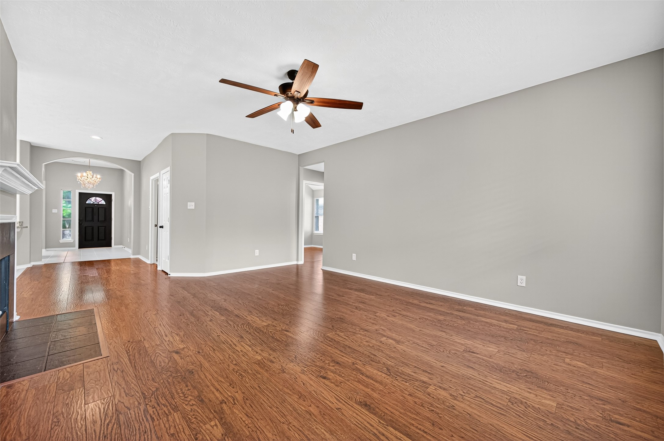 Secondary bedrooms and bath are through the opening