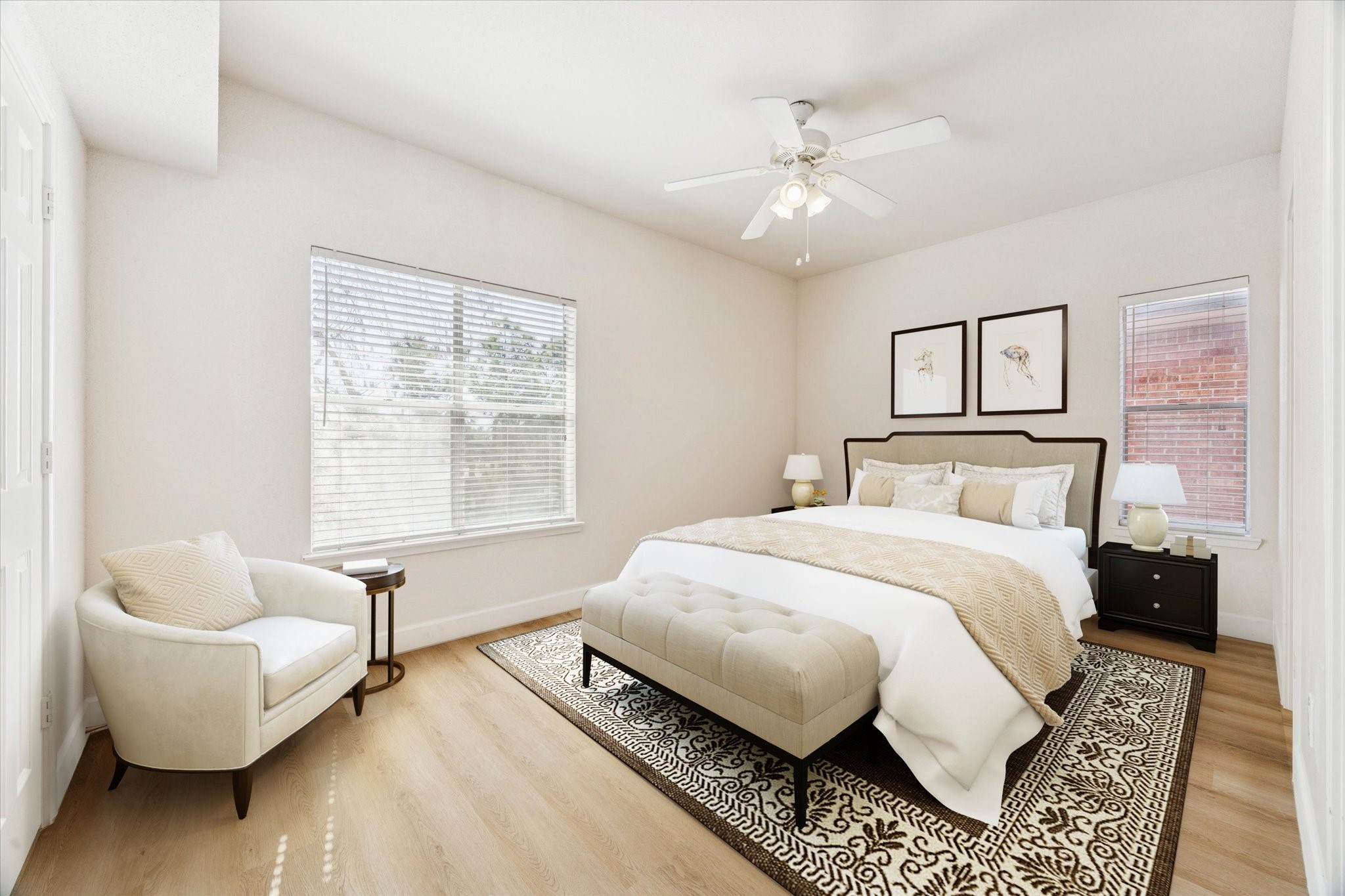 Virtually staged bedroom 1. Virtually staged bedroom 1.