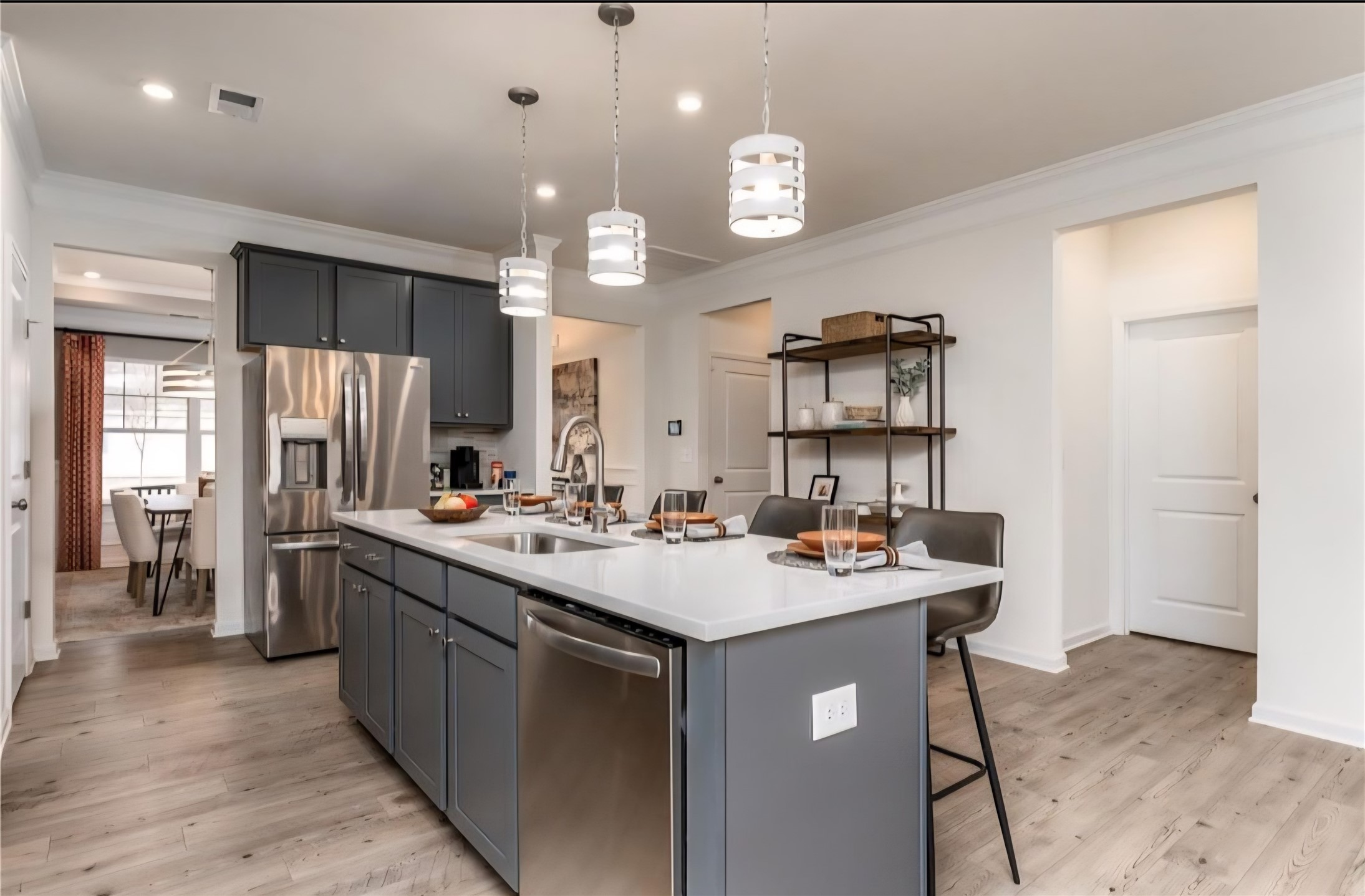 This image is a staged model only to be used for illustration purposes only. Colors and finishes may vary. The listing has white finishes.