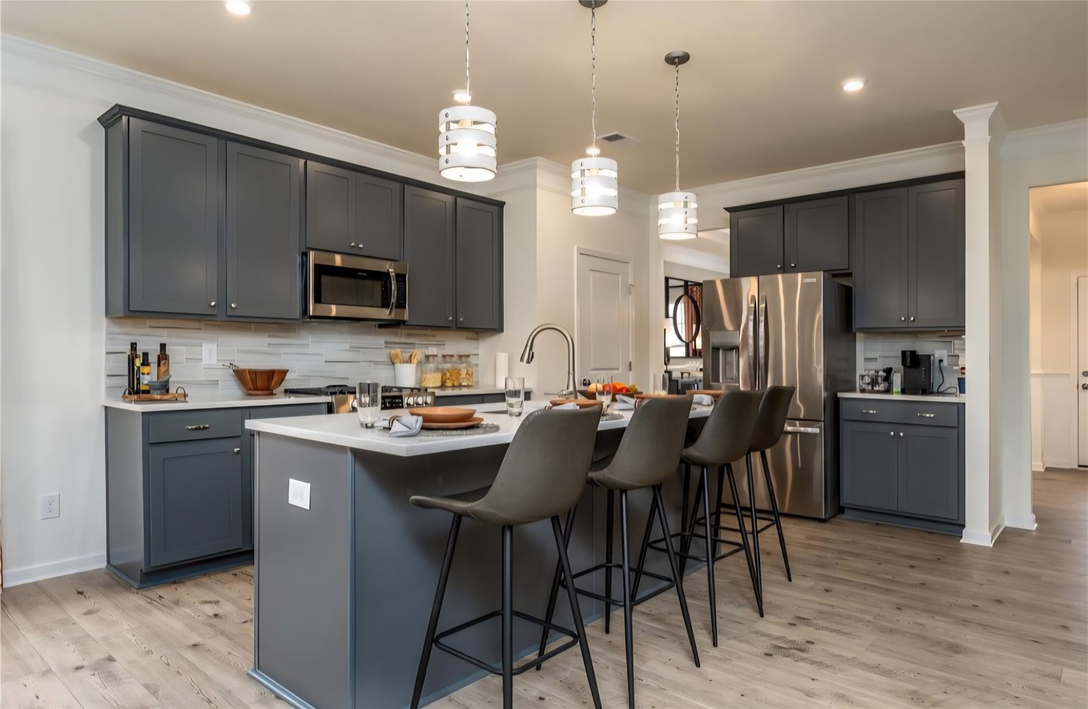 This image is a staged model only to be used for illustration purposes only. Colors and finishes may vary. The listing has white finishes.