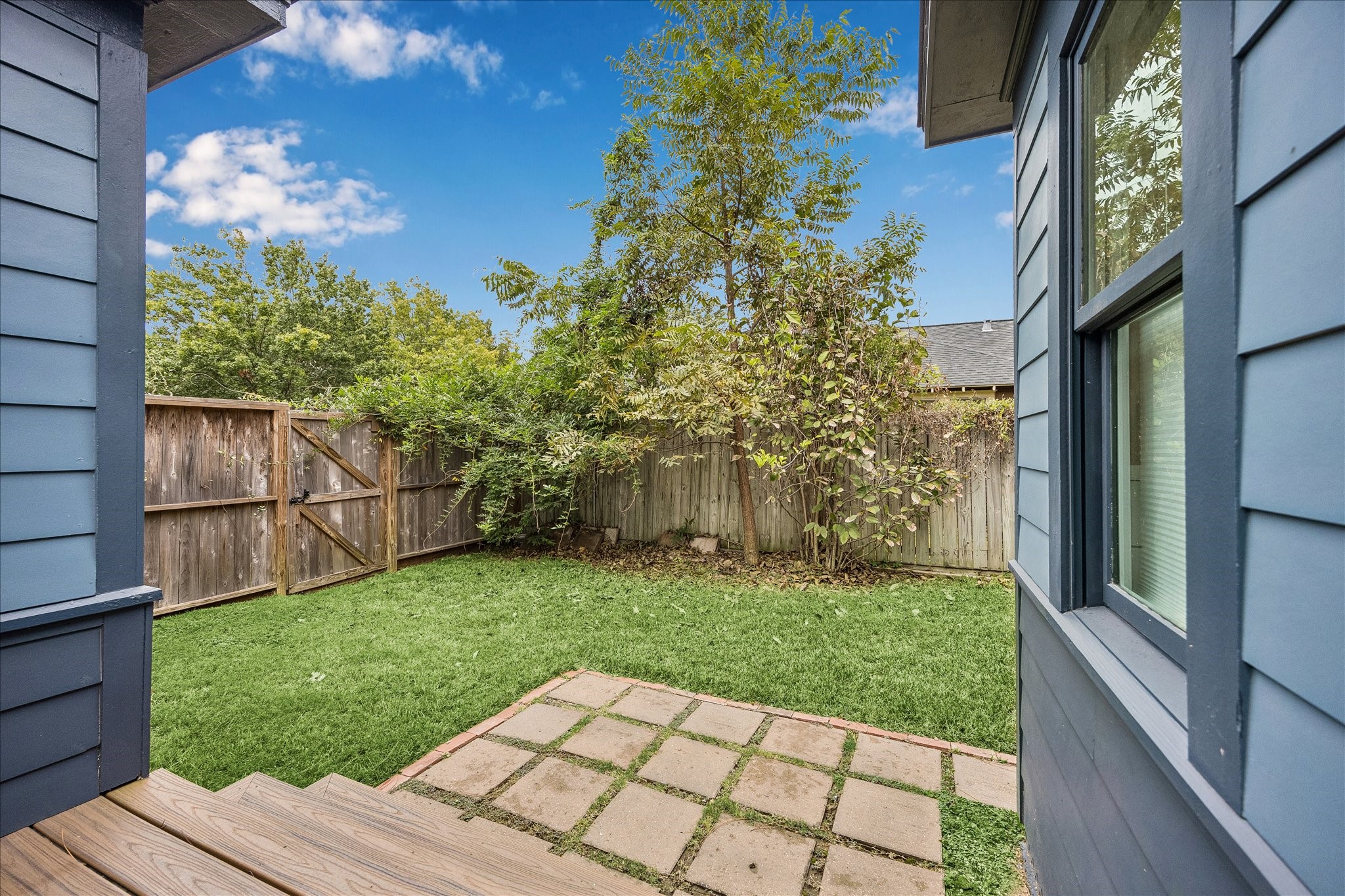 Wooden deck outside second bedroom