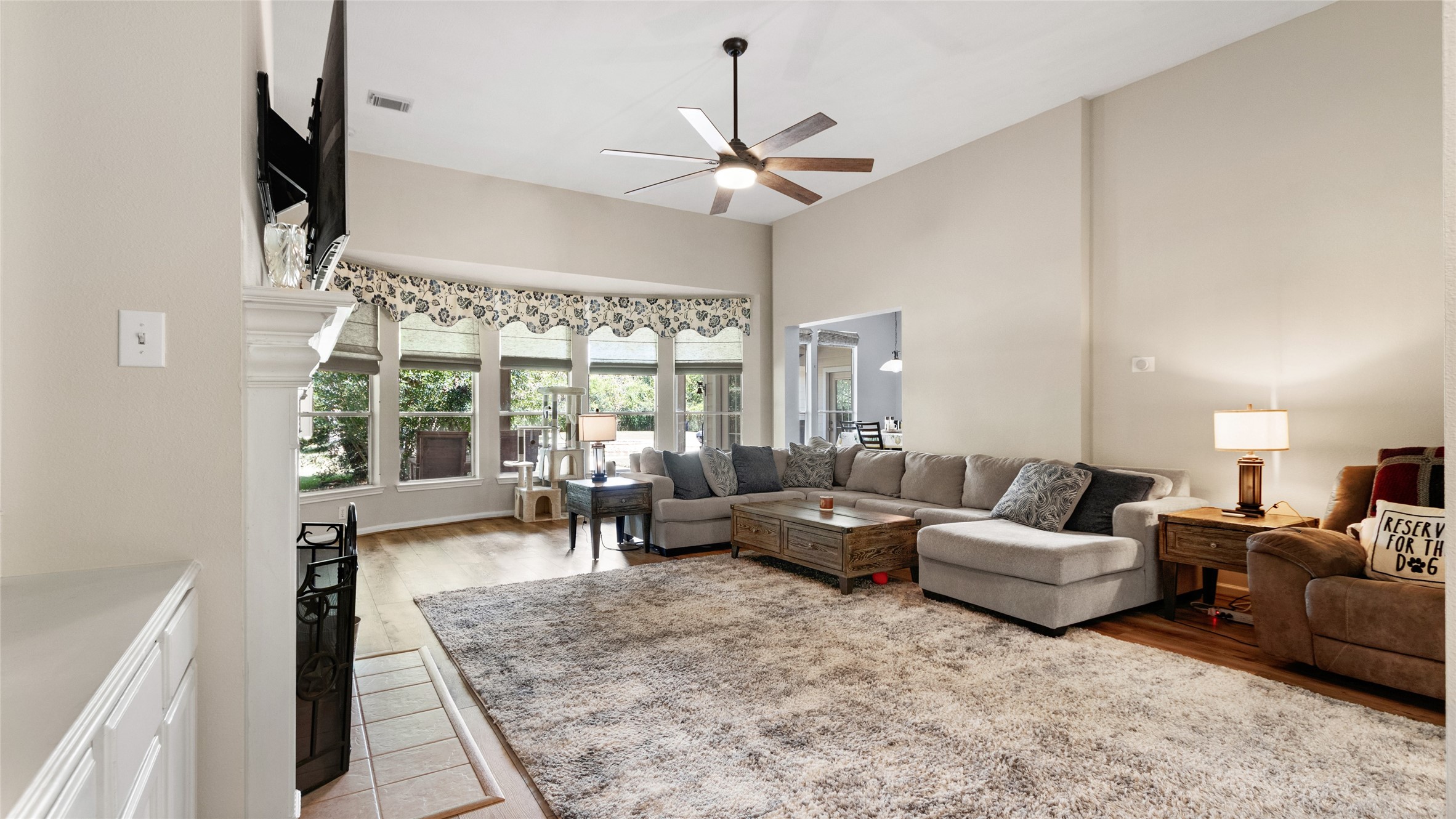 A spacious living room with plenty of room to settle in and stay awhile.