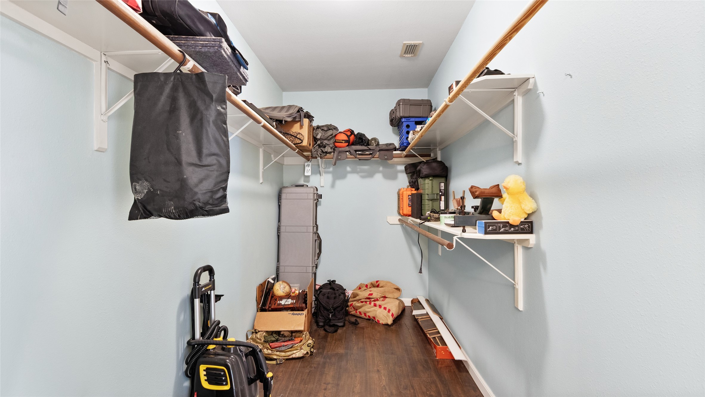 Even the walk in closet is wheelchair accessible, giving this suite thoughtful functionality from bedroom to bath to storage.