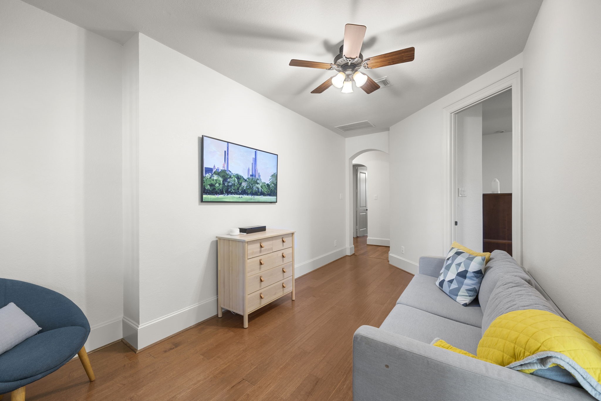 Just outside of bedroom 2 and 3 is this thoughtfully designed flex/game room.