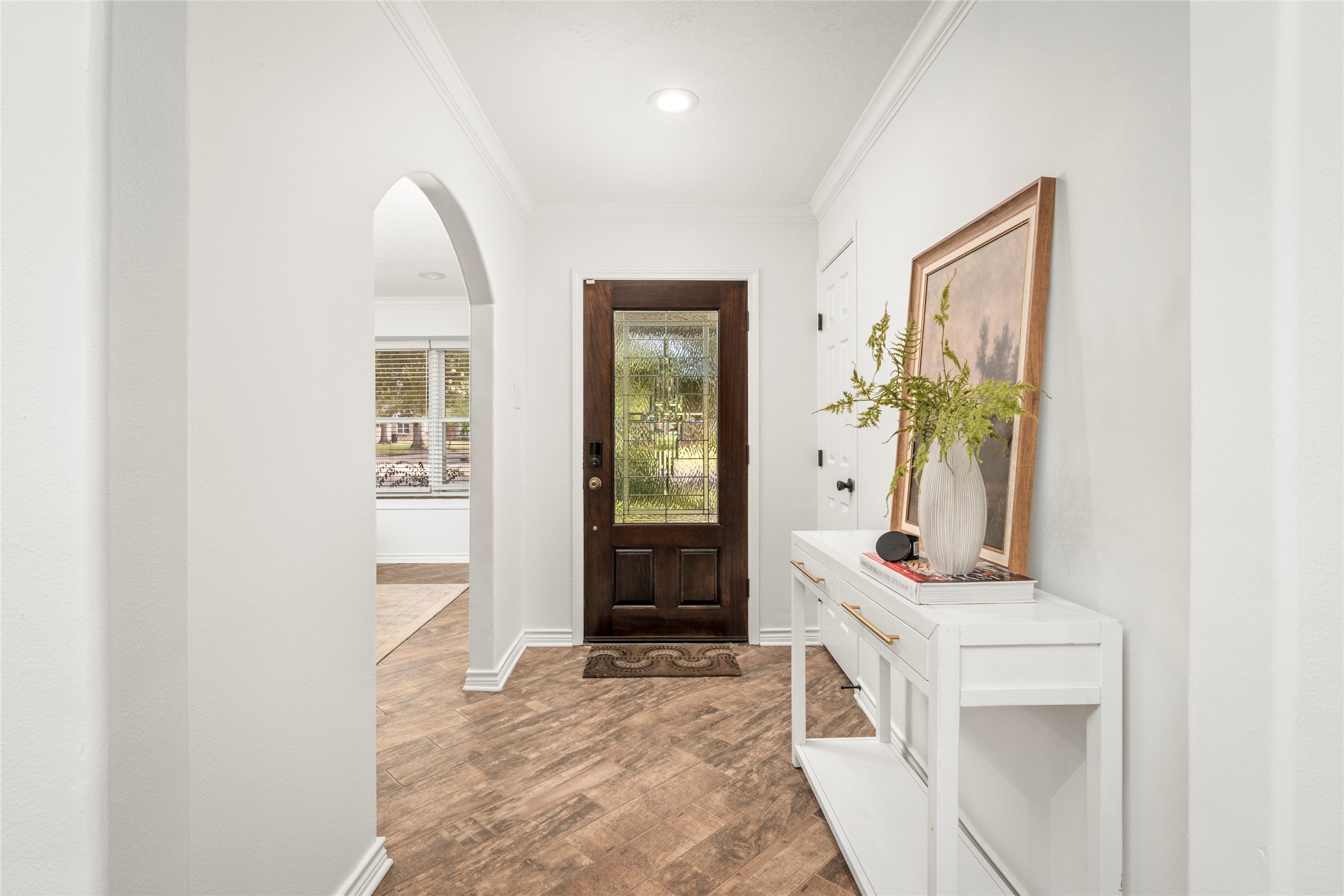 A bright entryway looking toward the front door