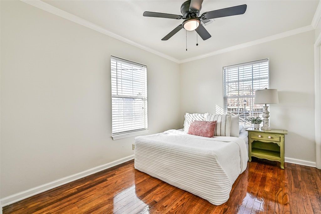 Spacious front bedroom that features views of Offats Bayou.