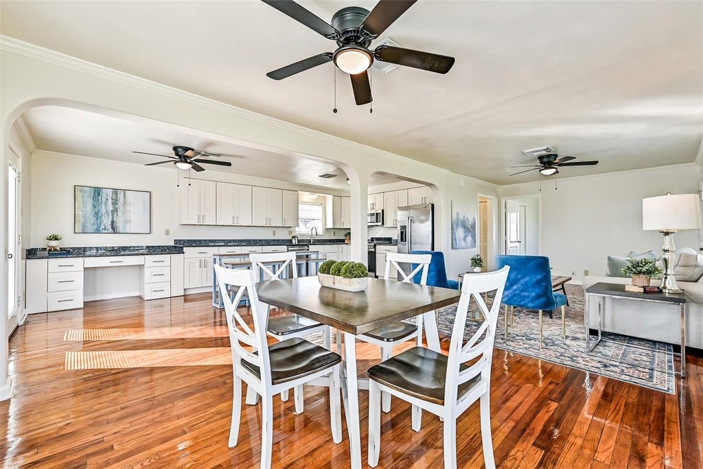 Open layout allows for clean site lines from the kitchen, dining, and living area.