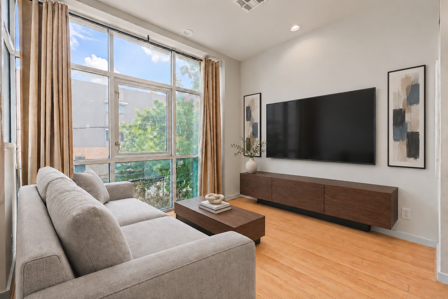 A virtually-staged possibility for your living room.