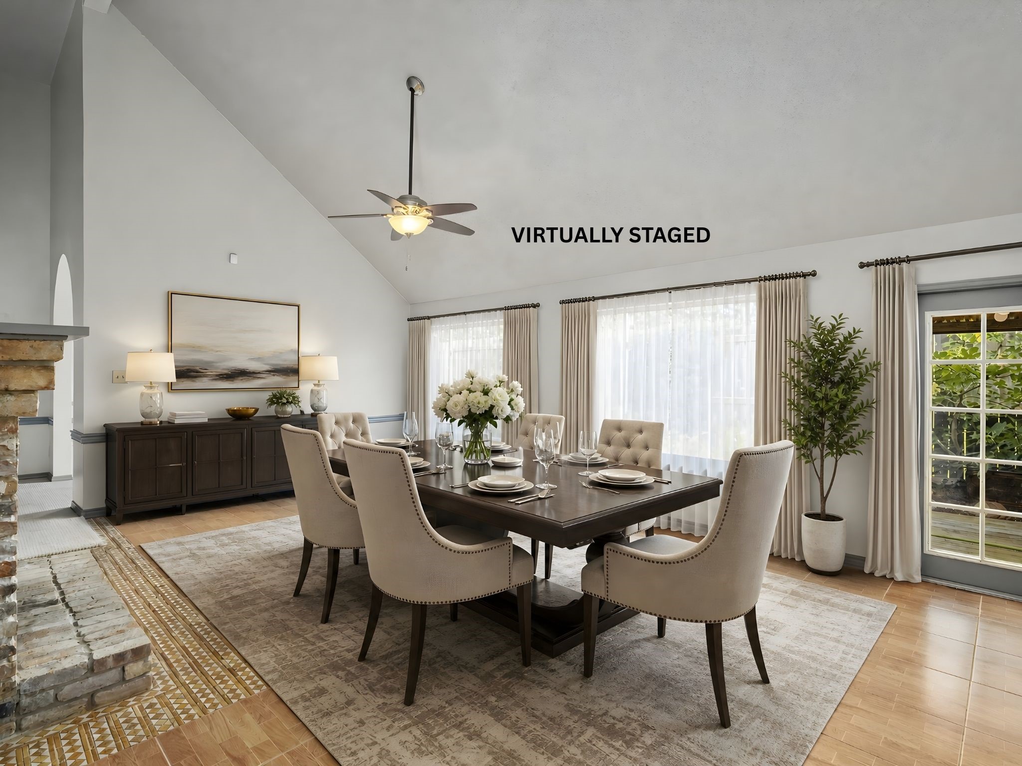 A different angle of the virtually staged dining space, highlighting how naturally it connects to the surrounding rooms for effortless entertaining. A different angle of the virtually staged dining space, highlighting how naturally it connects to the surrounding rooms for effortless entertaining.