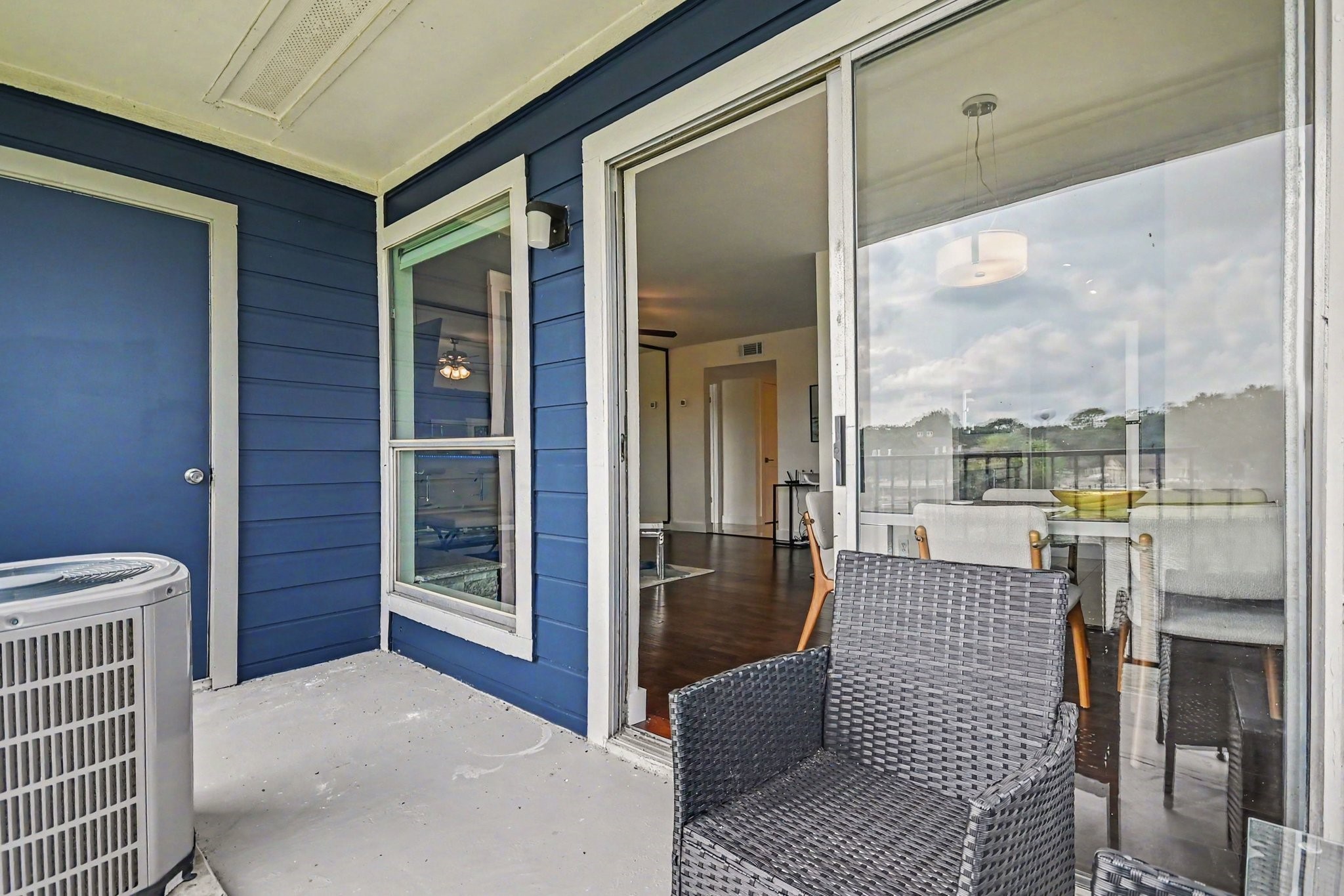 Covered balcony connecting to the main living area