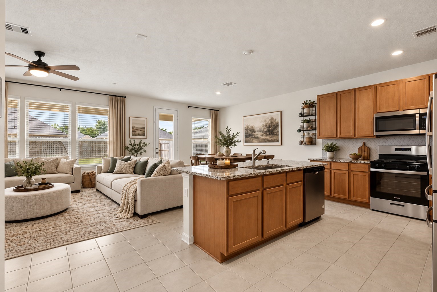 Virtually Staged Kitchen & Living Room Virtually Staged Kitchen & Living Room