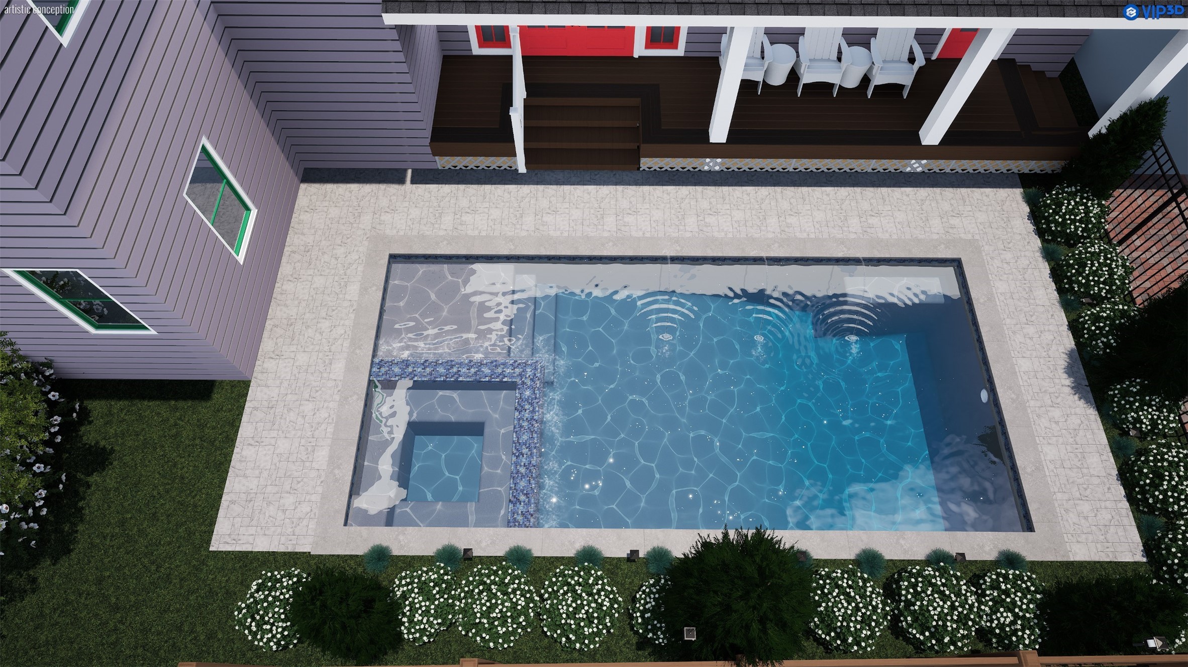 Do you see a pool in your future? This virtual rendering depicts just one of many options available to transform this pool size-yard into your private outdoor oasis!