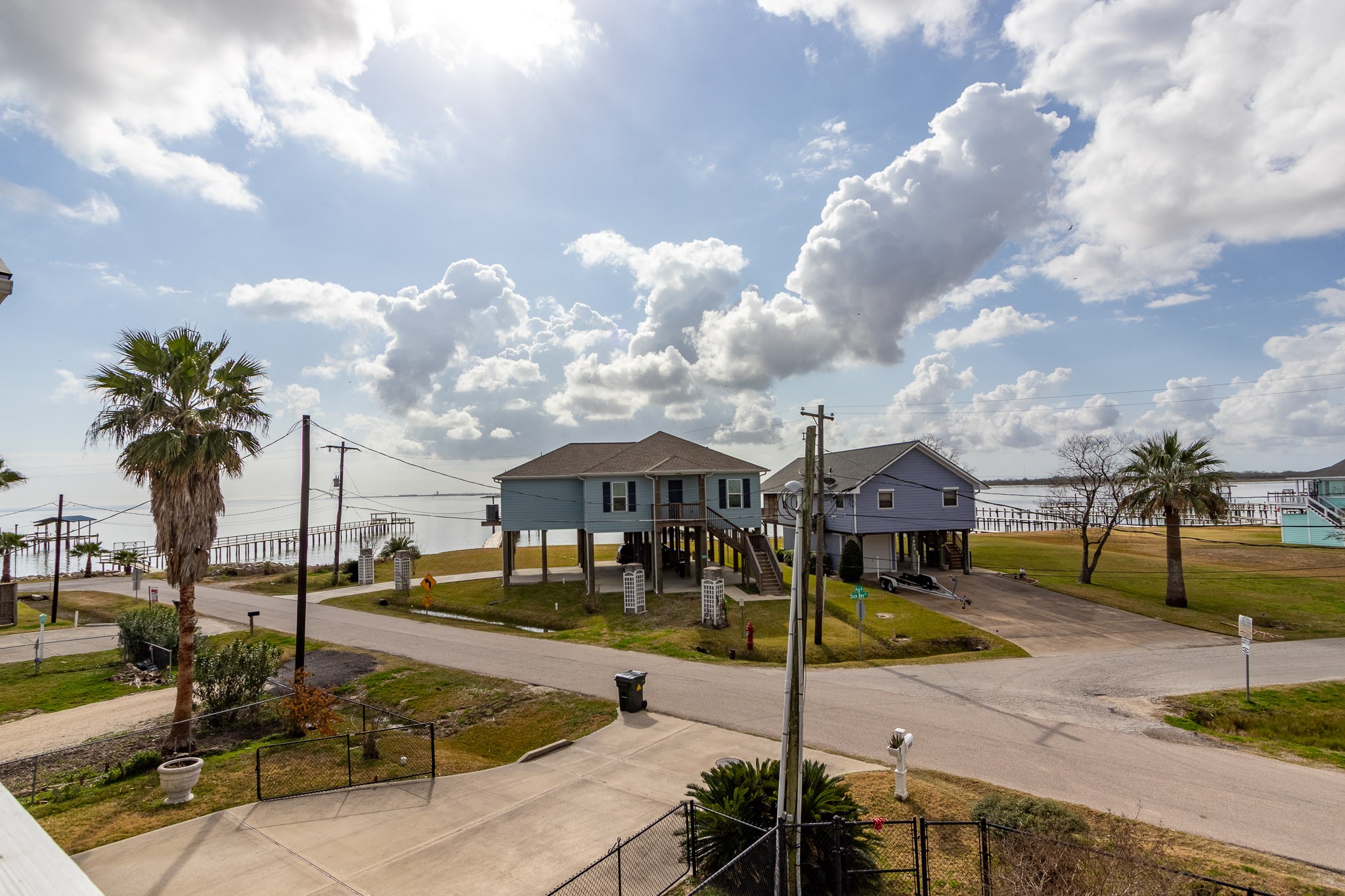 View from the front deck toward the private fishing pier.