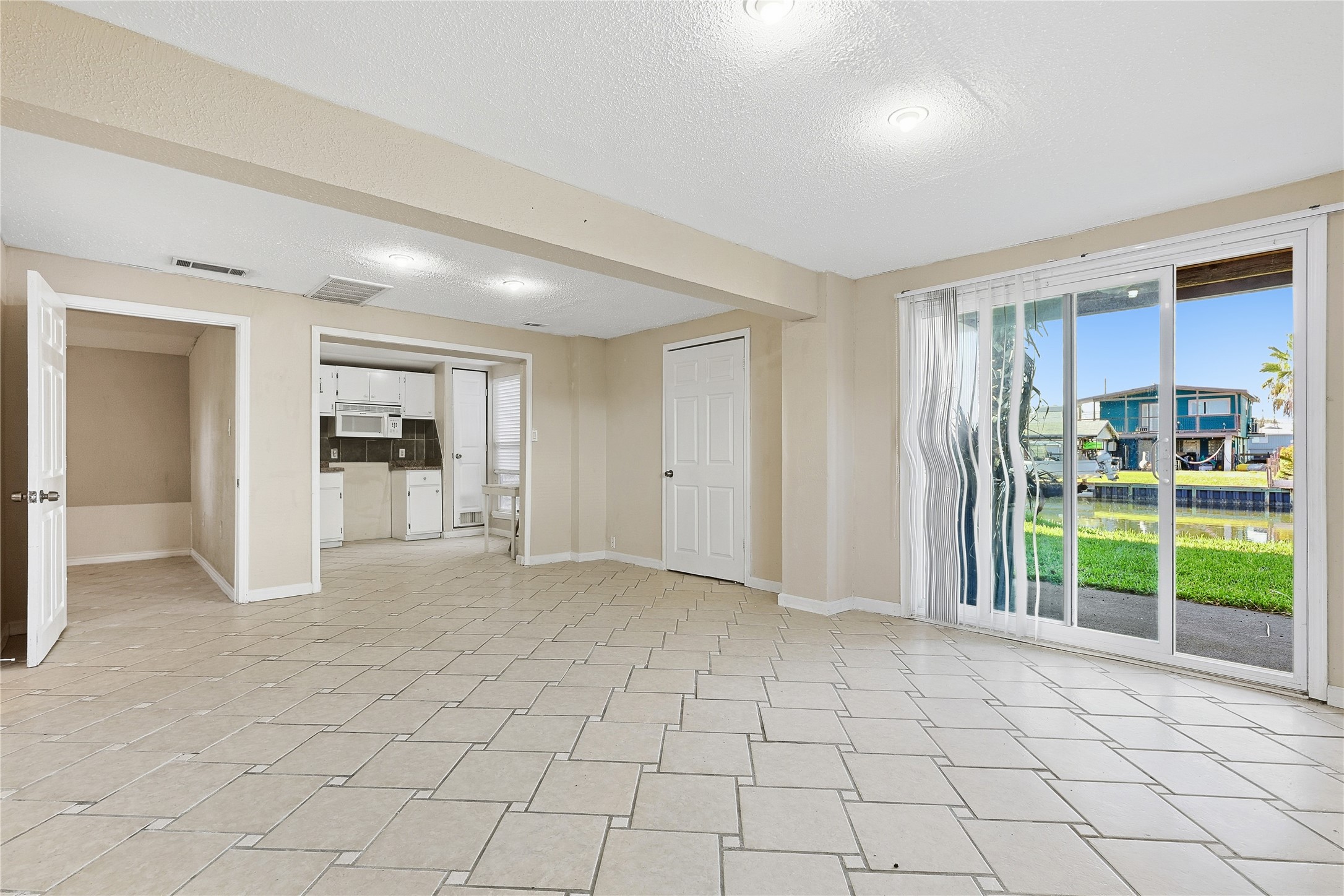 Large living area open to kitchen