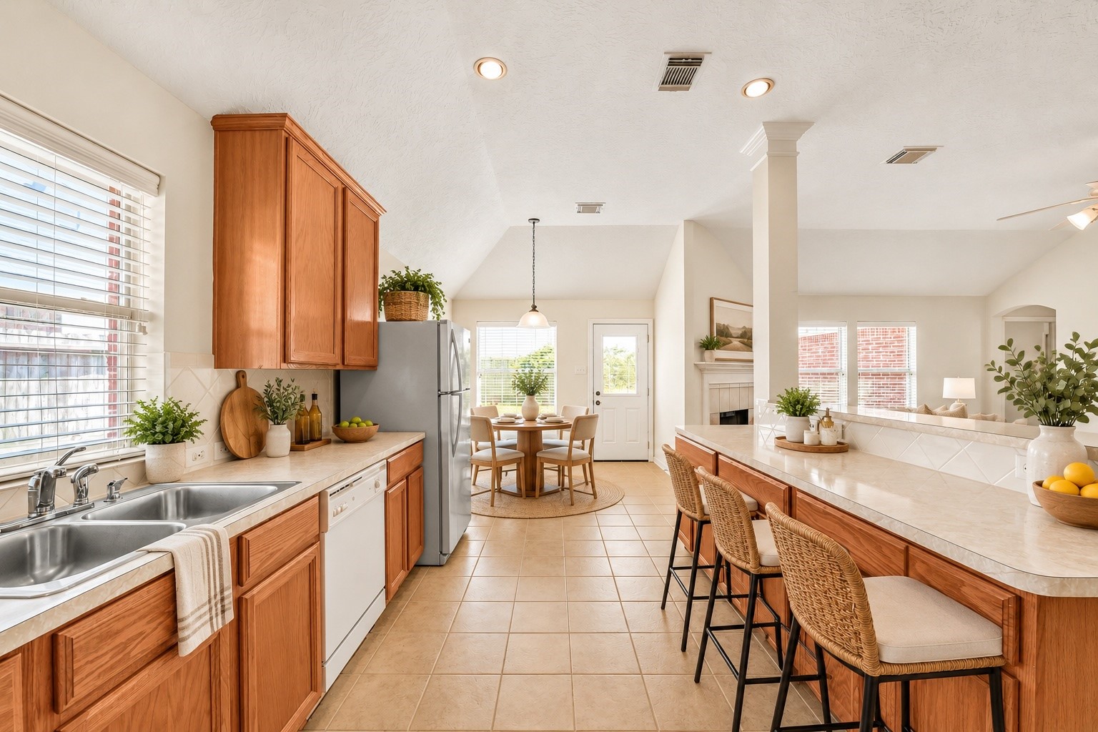 Open Kitchen to entertain guests (Staged)