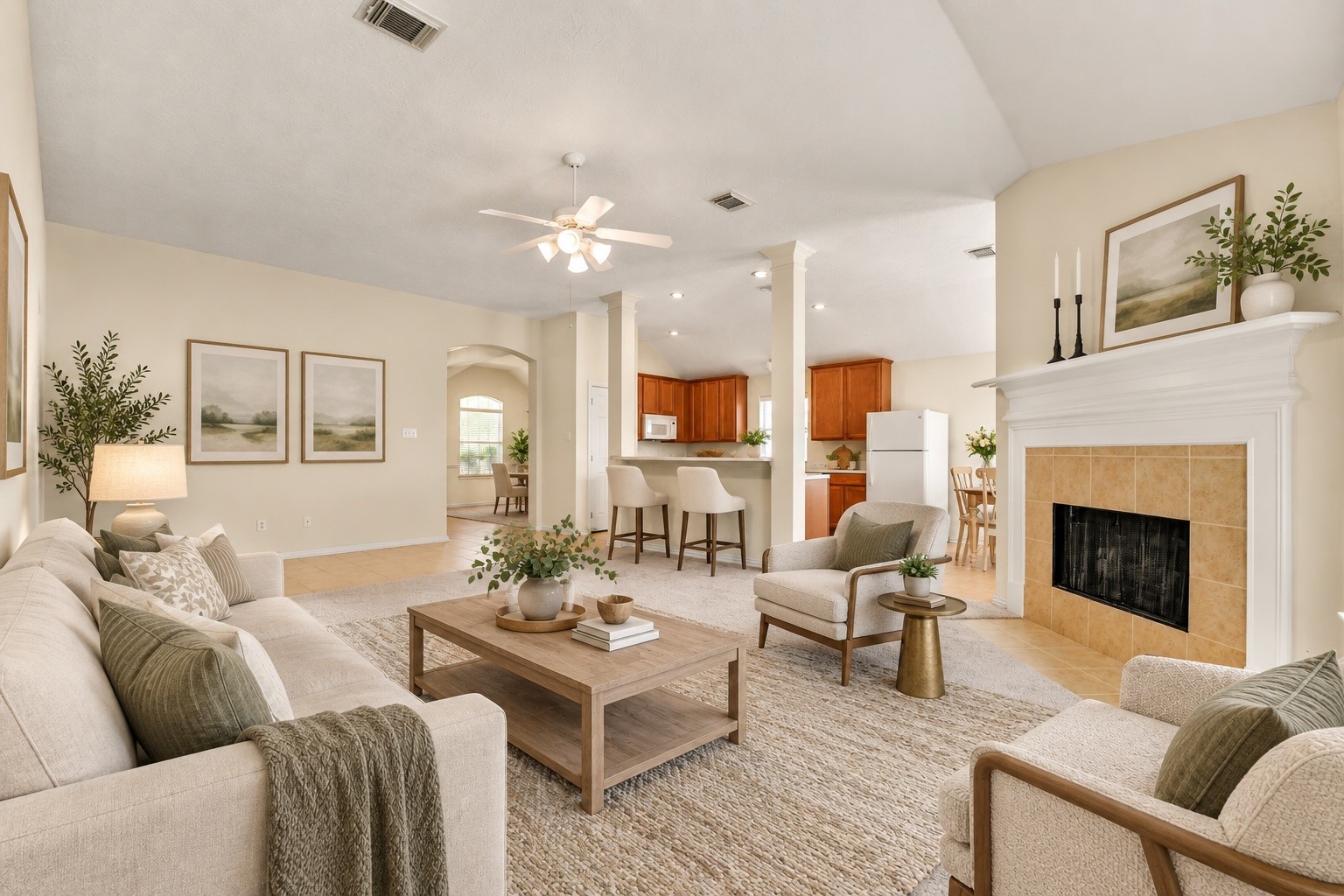 Warm and spacious family room (Staged)
