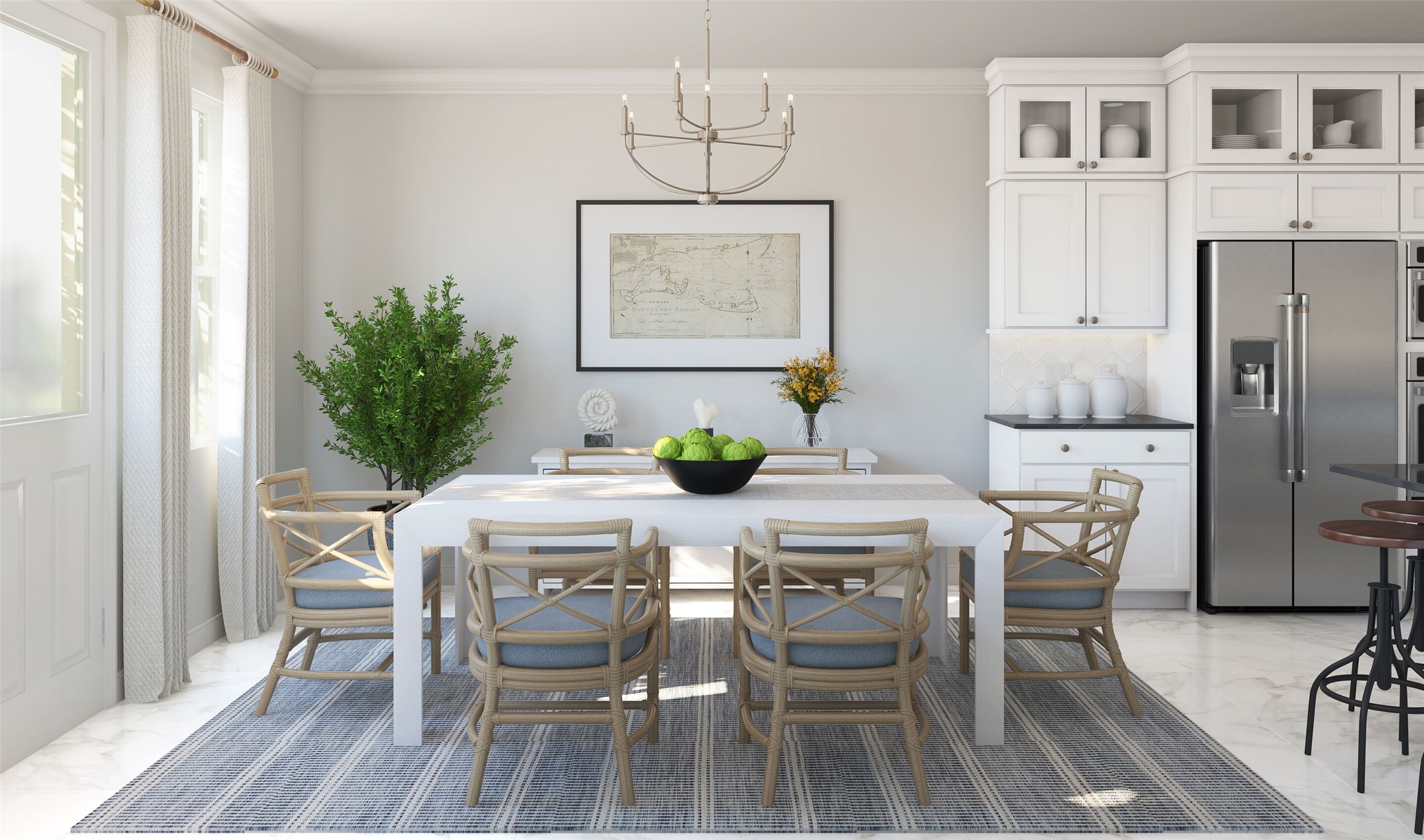 Sun-lit dining area (*Artist rendering used for illustration purposes only. Colors/finishes may differ from the ones currently selected in the home.)