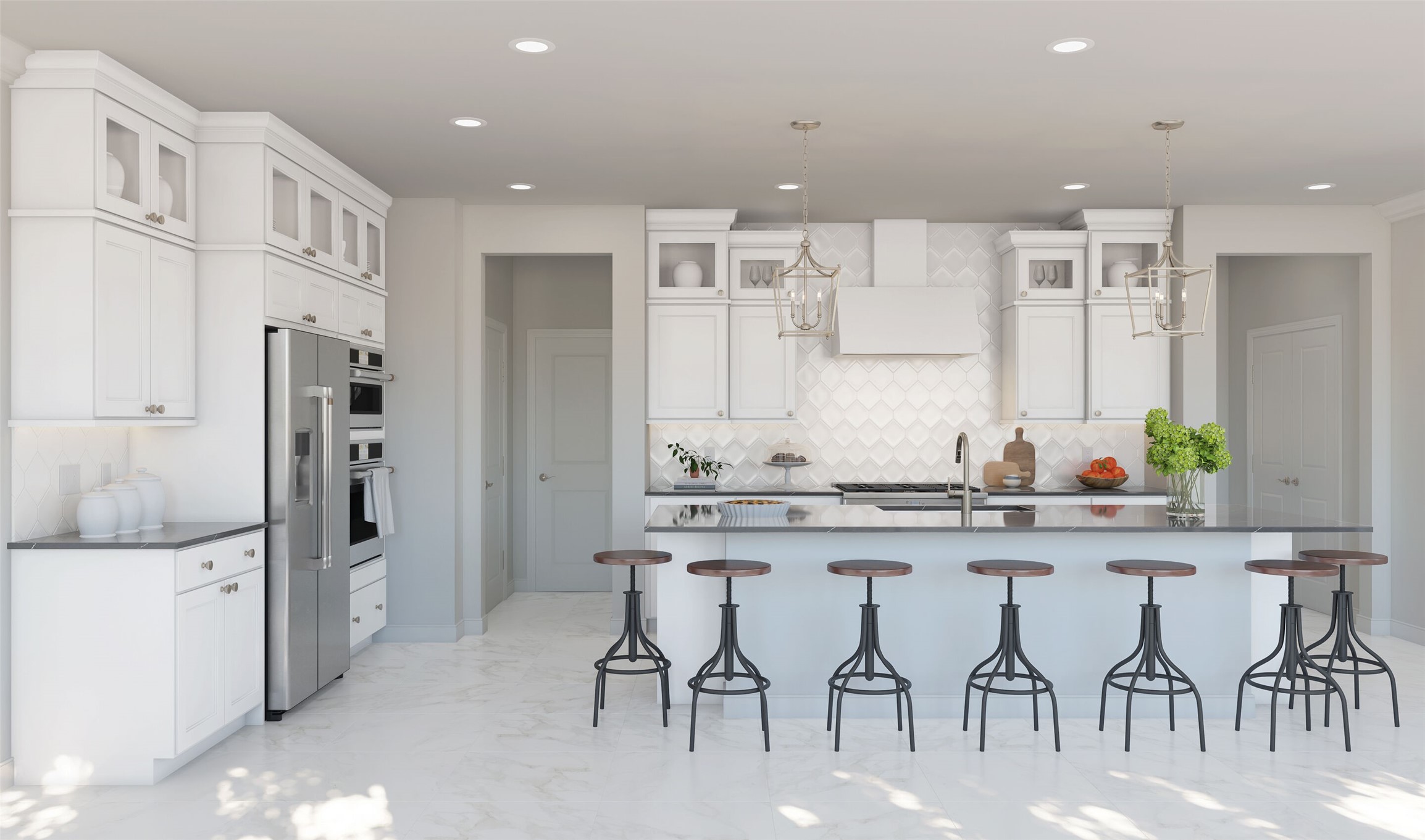 Gourmet island kitchen (*Artist rendering used for illustration purposes only. Colors/finishes may differ from the ones currently selected in the home.)