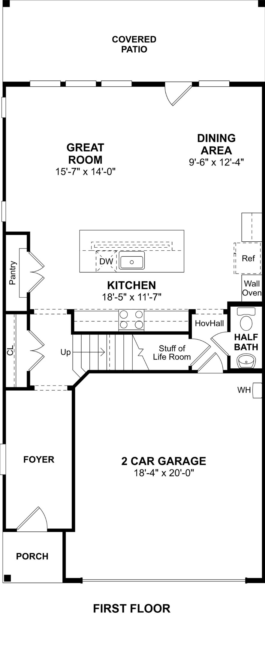 The Maricopa floor plan by K. Hovnanian Homes. 1st Floor shown. *Prices, plans, dimensions, features, specifications, materials, and availability of homes or communities are subject to change without notice or obligation.