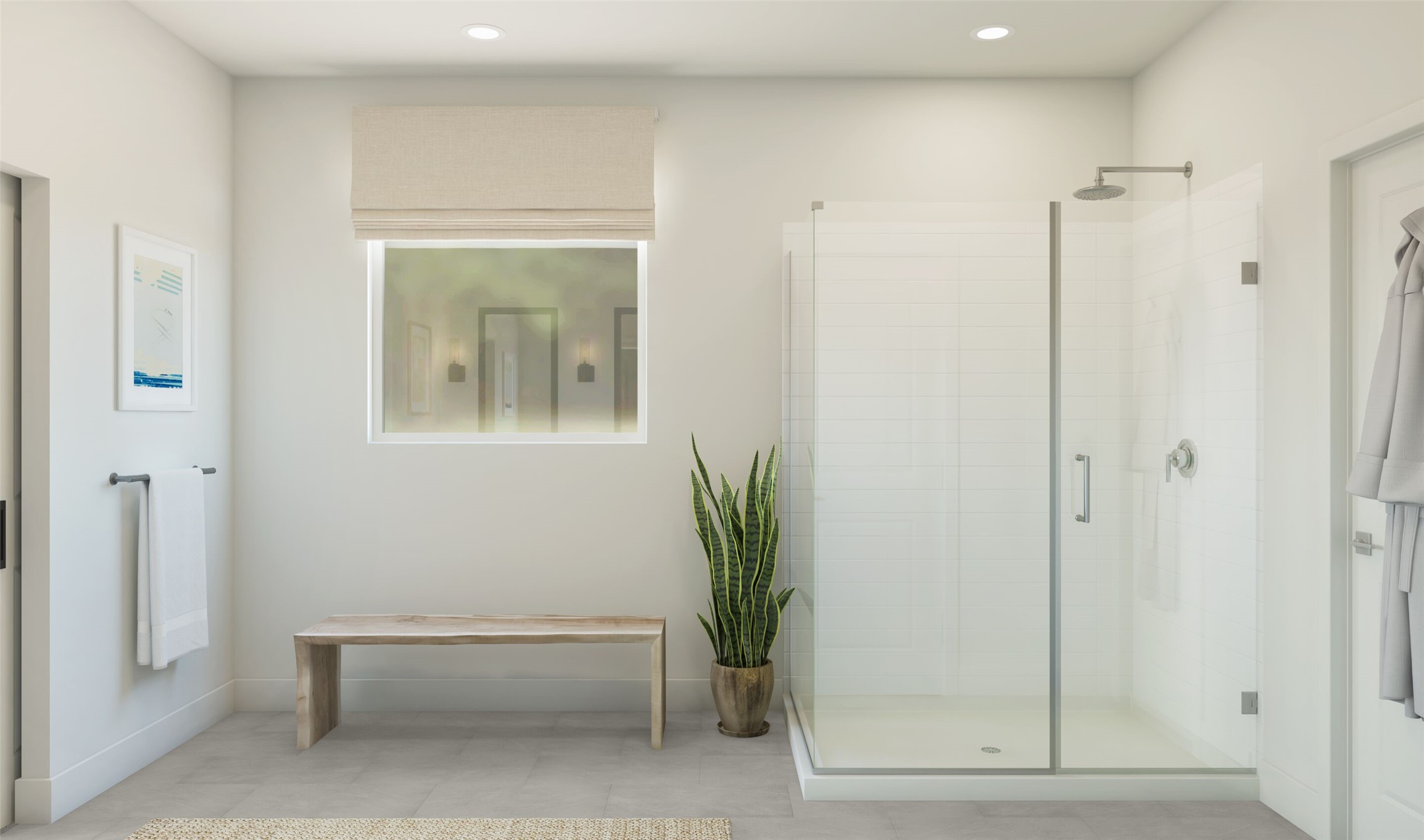 Serene primary bath  (*Artist rendering used for illustration purposes only. Colors/finishes may differ from the ones currently selected in the home.)