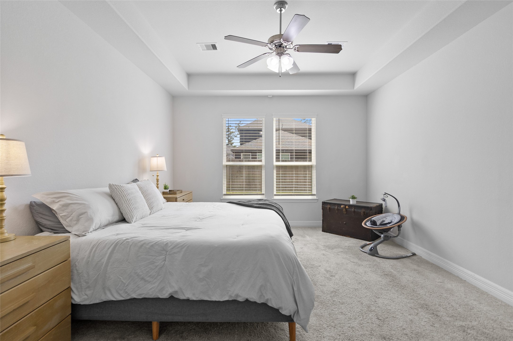 At the end of the day, your spacious bedroom gives you a calm place to recharge with soft natural light and room to unwind.