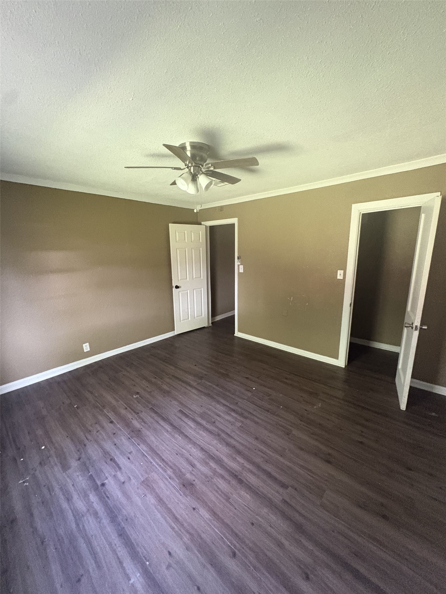 This alternate room view shows the doorway and closet access.