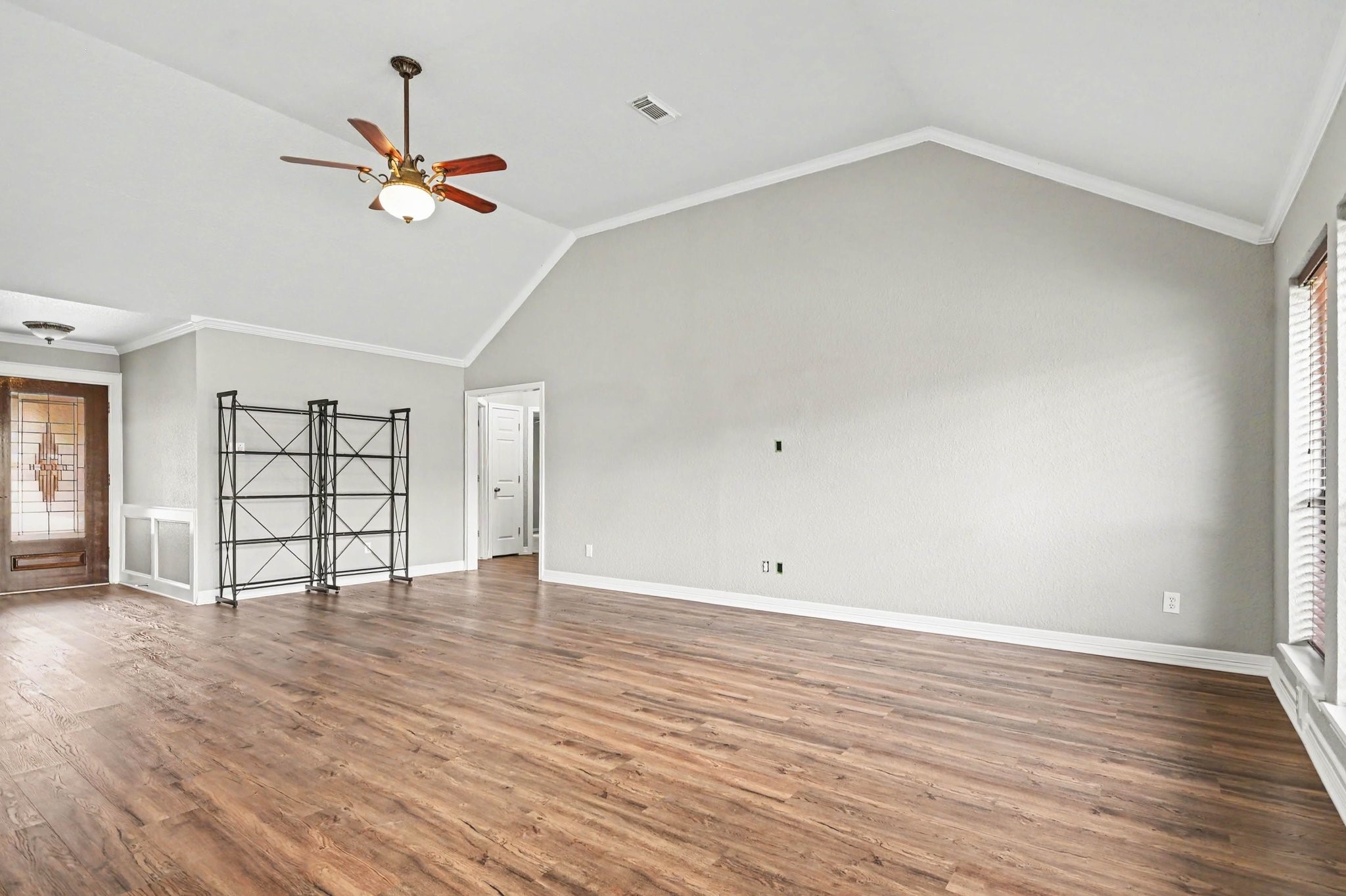 High ceilings complete this family room