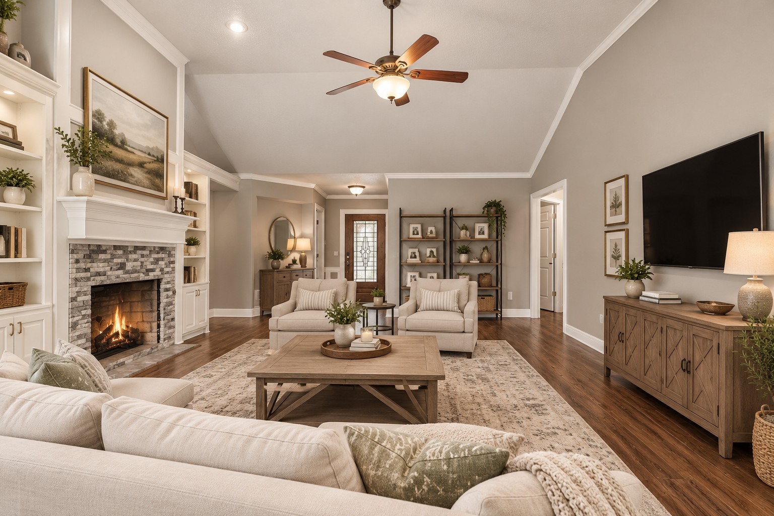 Virtually staged family room