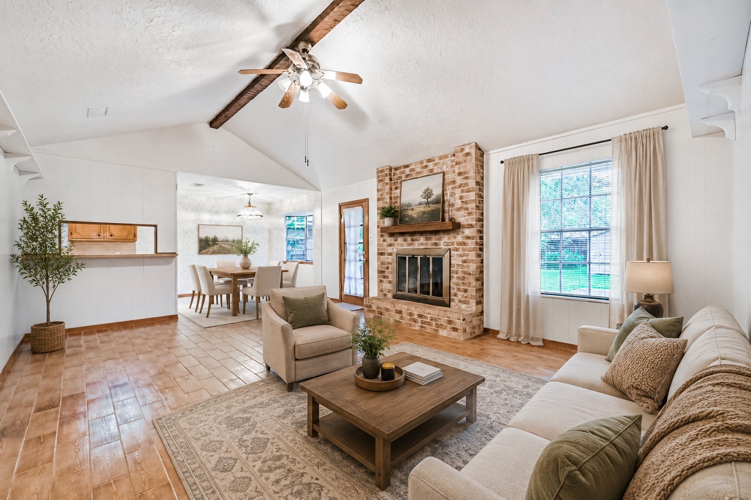Virtually staged living room