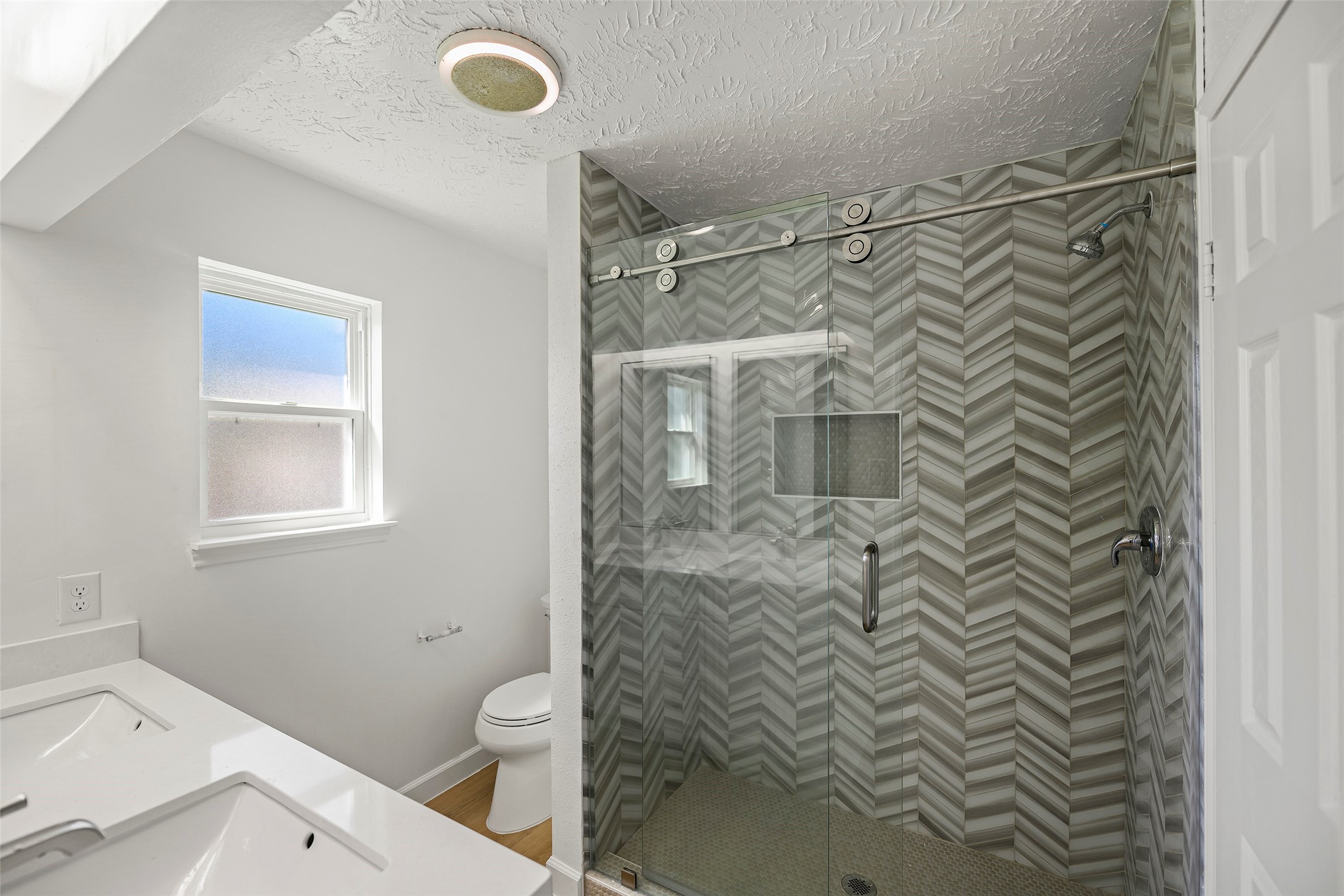 Updated oversized walk-in shower