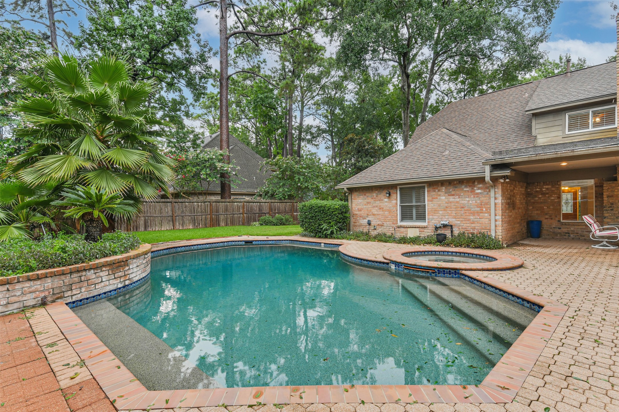 Large pool with spa. Large pool with spa.