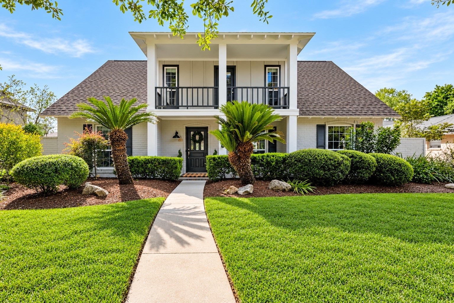 Beautifully refreshed two-story exterior showcasing new Hardie plank siding, recent exterior paint, mature trees, and meticulously maintained landscaping. Beautifully refreshed two-story exterior showcasing new Hardie plank siding, recent exterior paint, mature trees, and meticulously maintained landscaping.