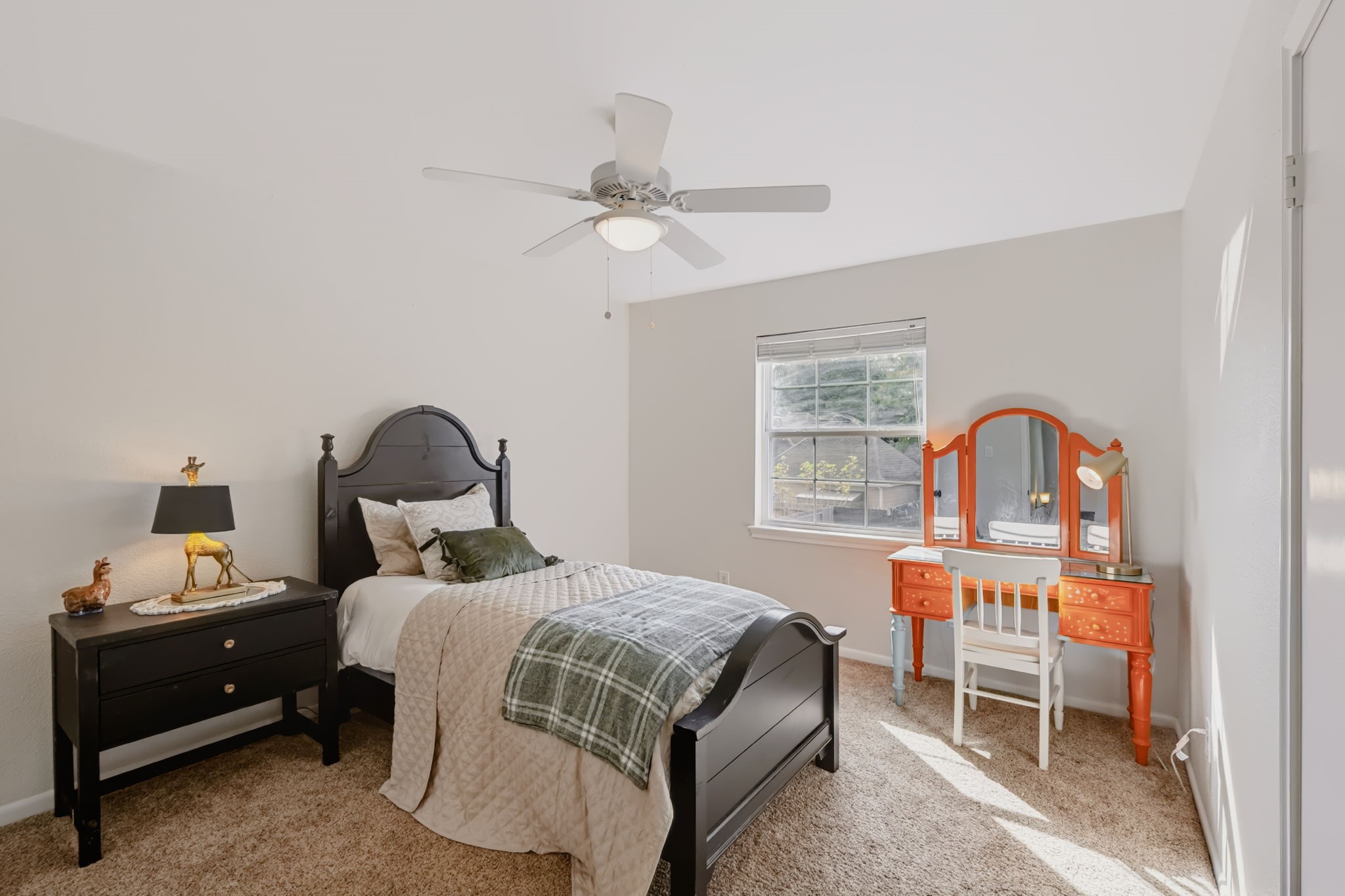 Well-proportioned secondary bedroom with new LED lighting.