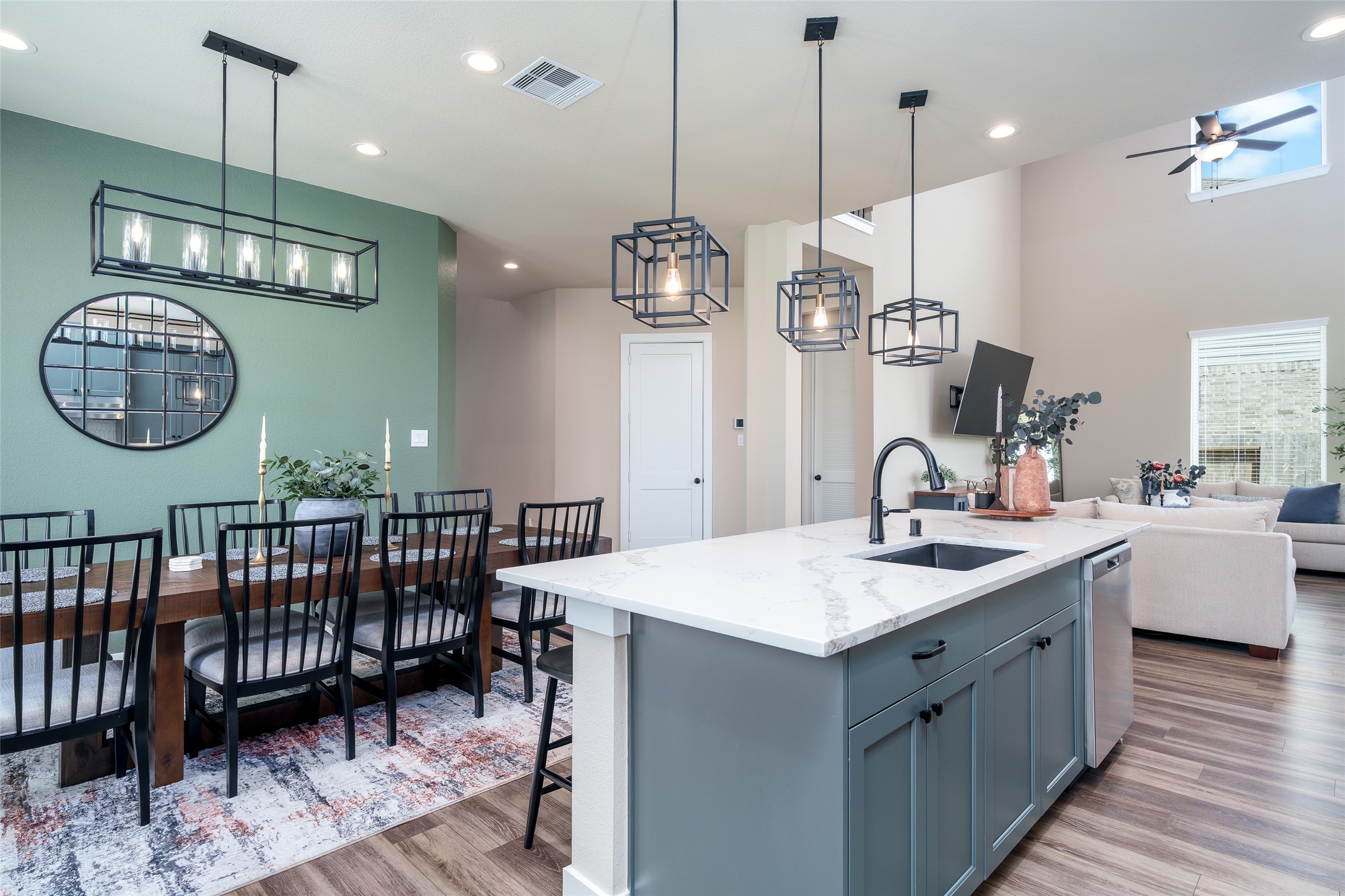 Another view of the kitchen and dining room.