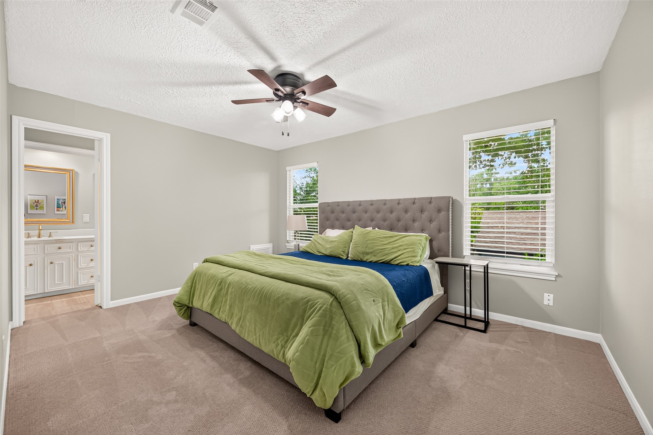 1st of 3 bedrooms upstairs has Jack and Jill bathroom.