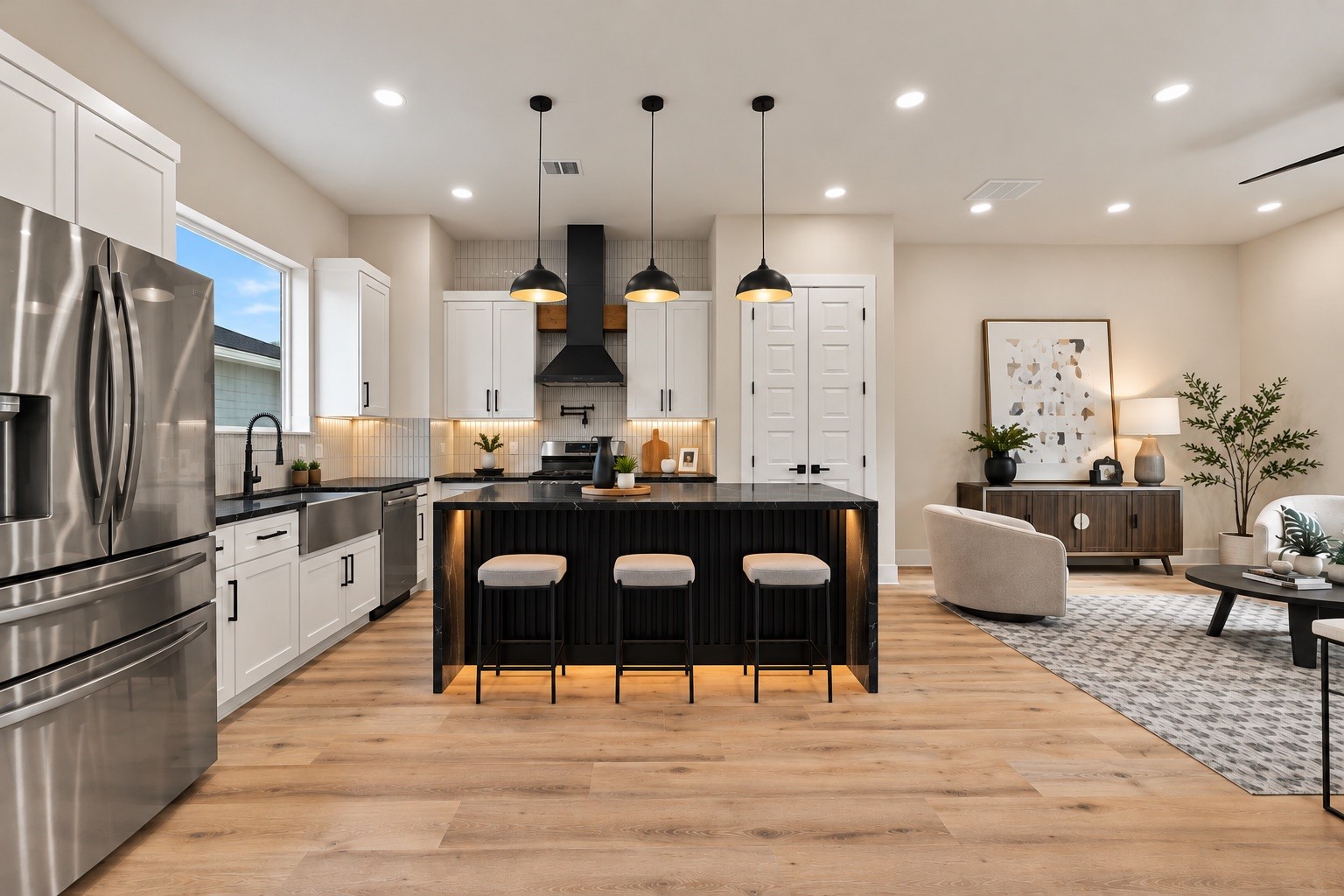 Effortless host layout  cook, chat, and entertain seamlessly with open sightlines straight into the living hall.