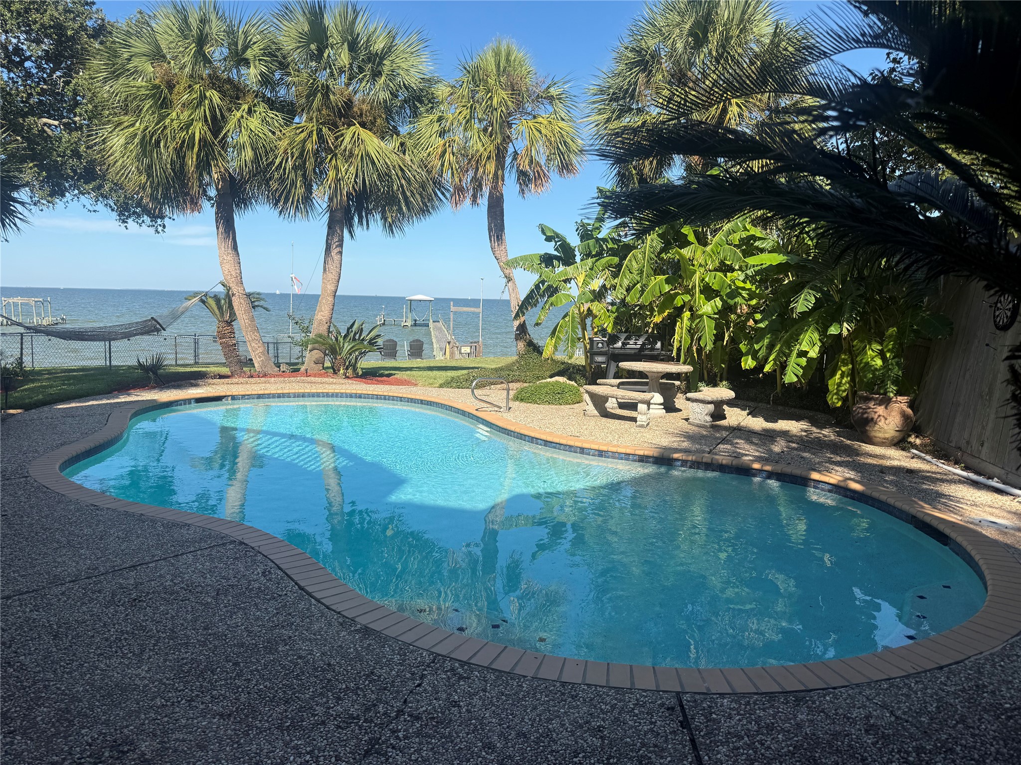 The waterfront view from the pool is amazing.