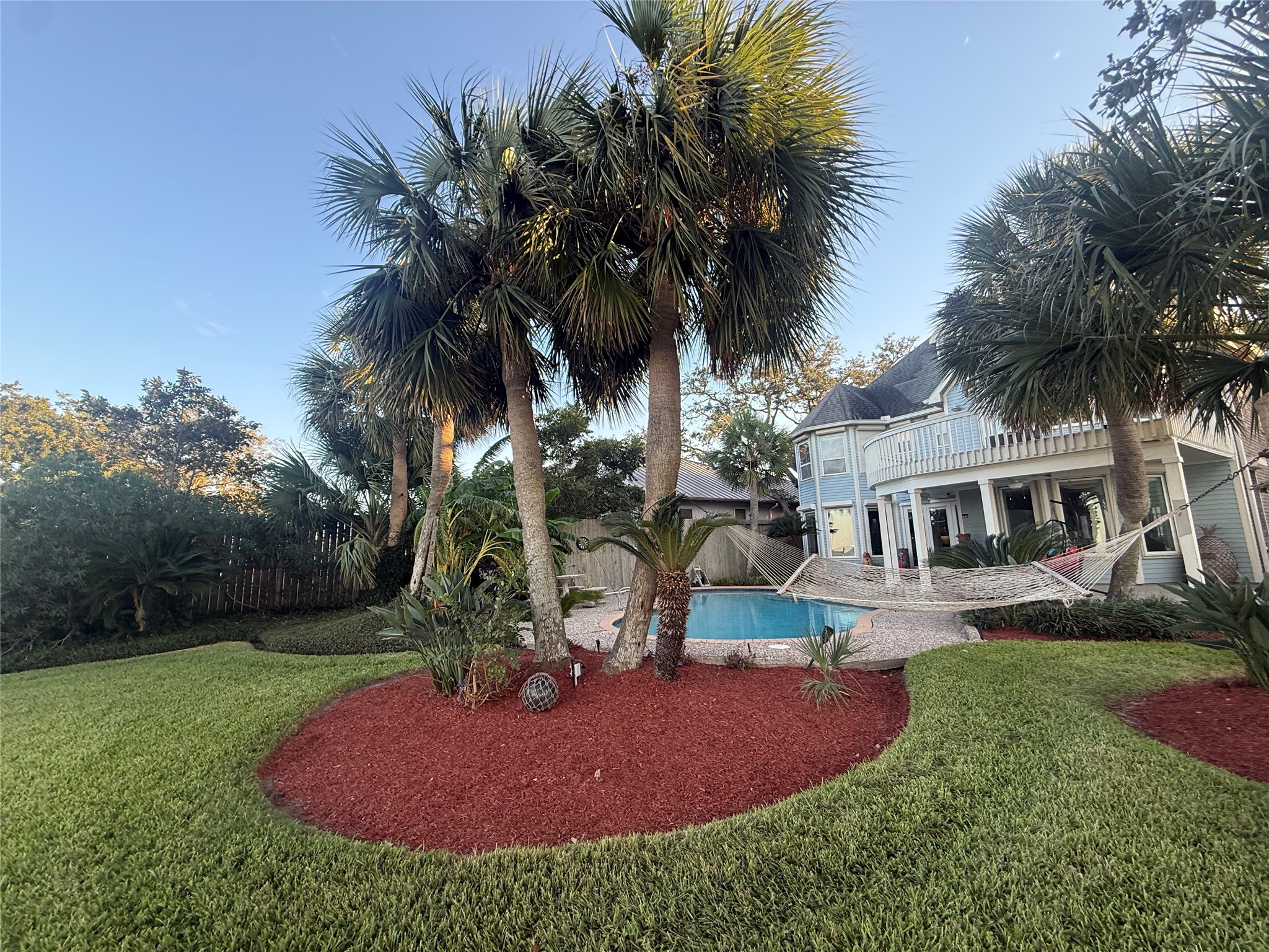 View of beautifully landscaped garden.