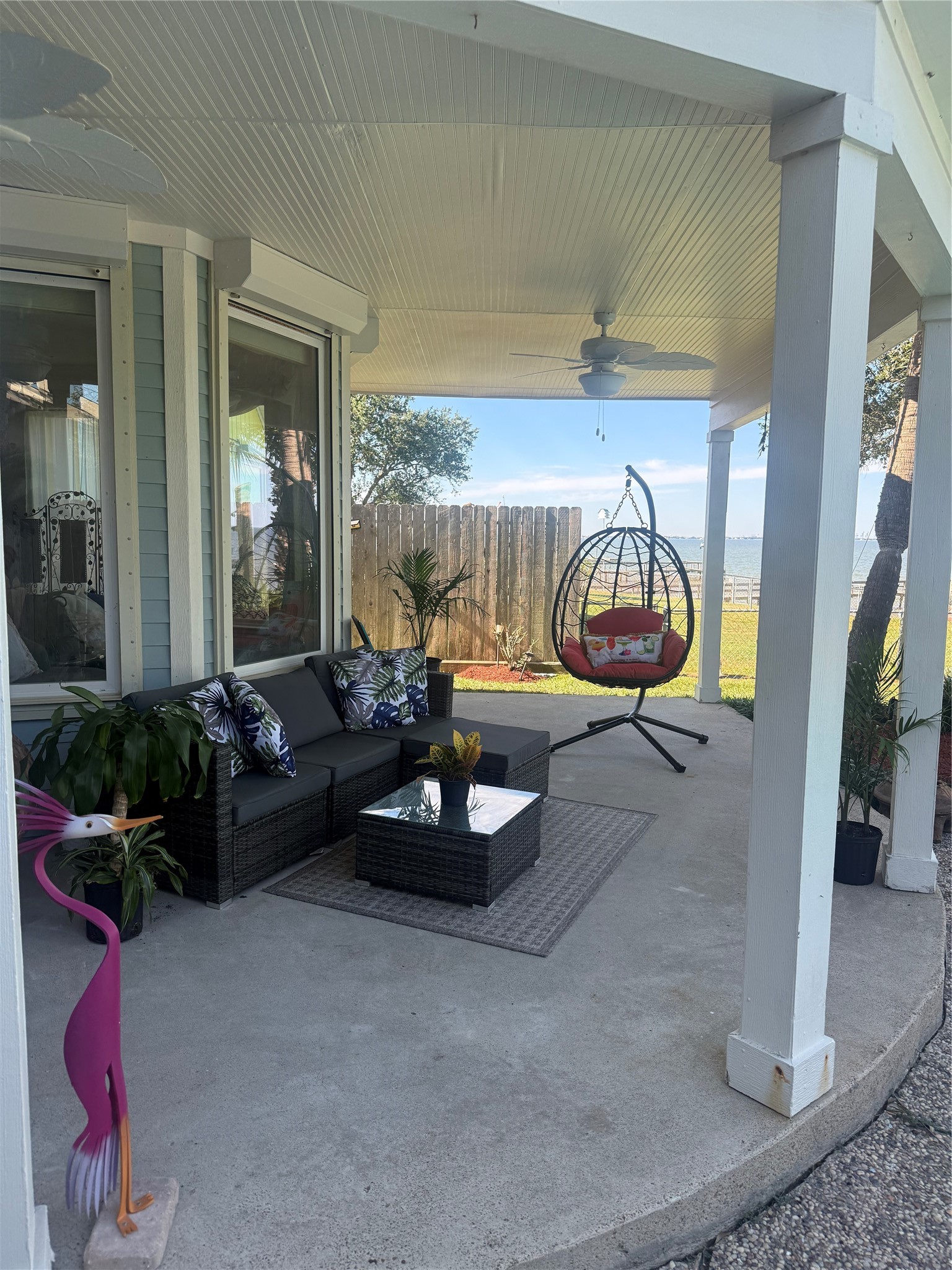 Outside covered patio to relax and enjoy.