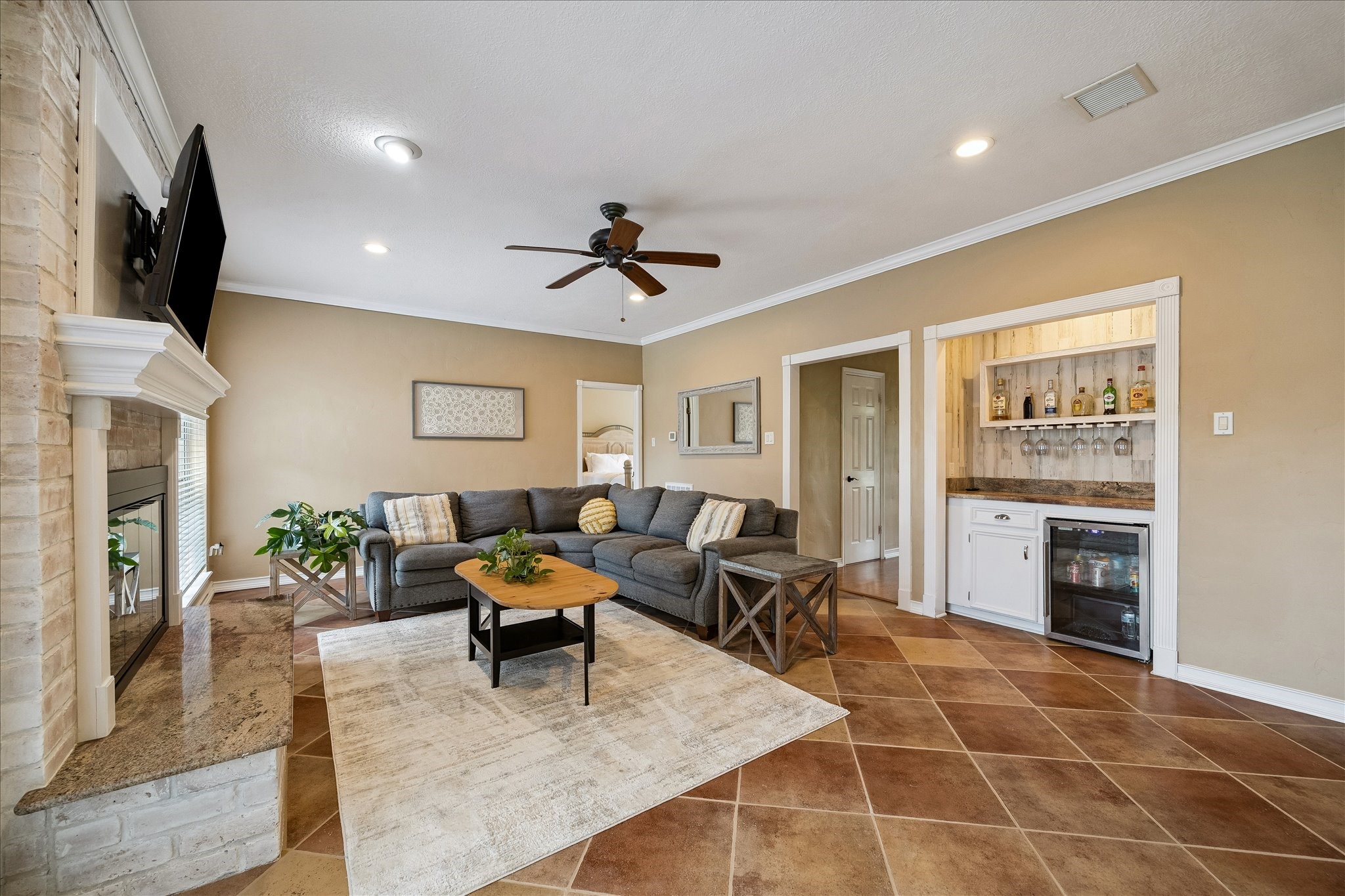 Lots of space here in the family room.  Enjoy your own wine grotto!