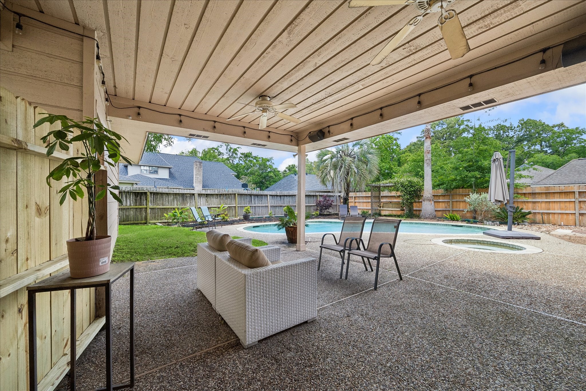 What a great place to sit out and enjoy morning coffee or a glass of wine watching the kids swim.