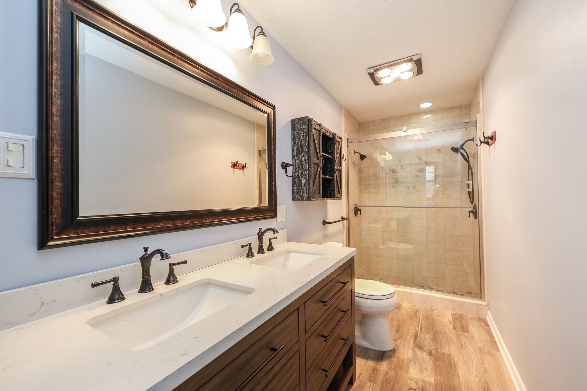 Primary Bath with Double Sinks and a Large Walk-In Shower
