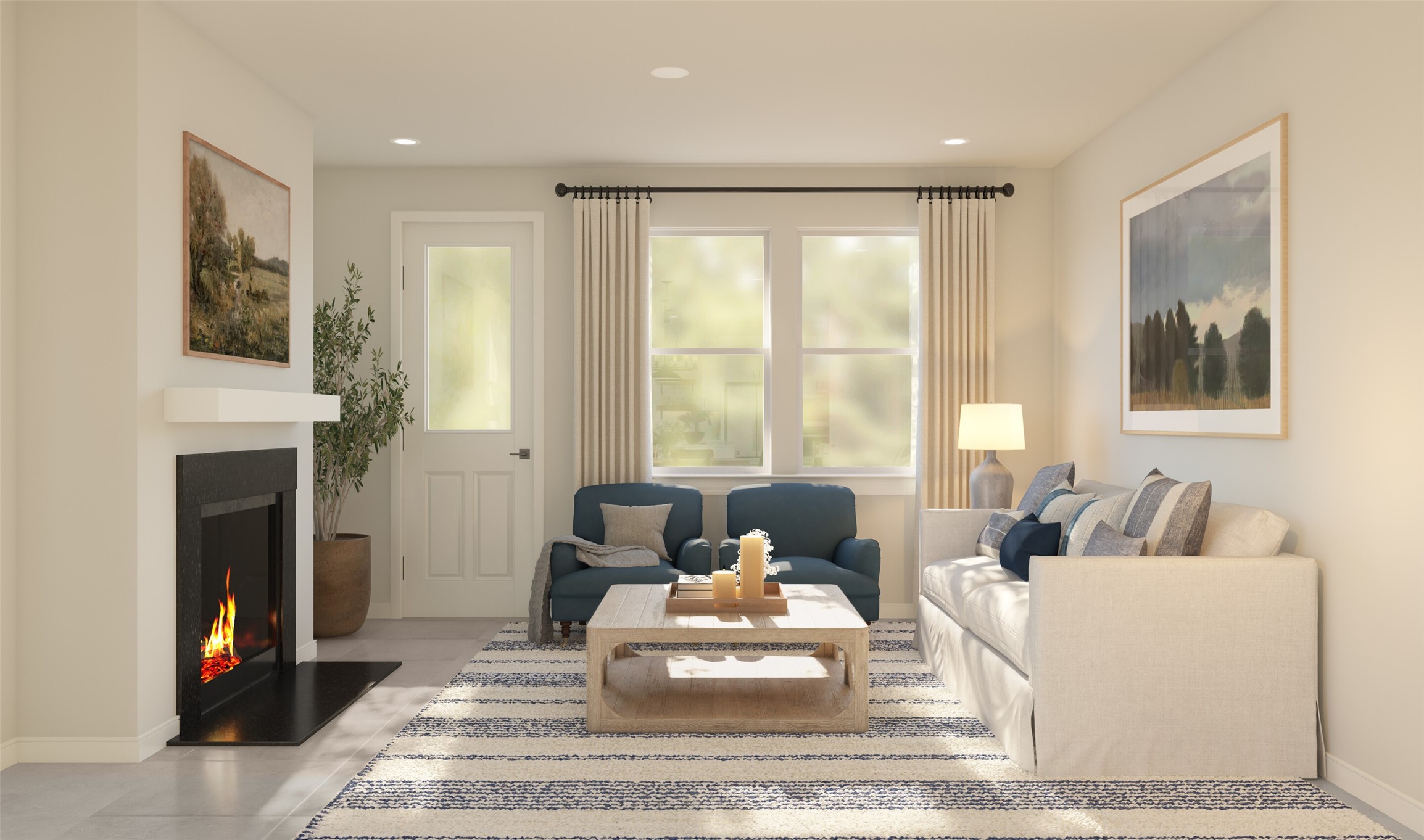 Cozy great room (*Artist rendering used for illustration purposes only. Colors/finishes may differ from the ones currently selected in the home.)