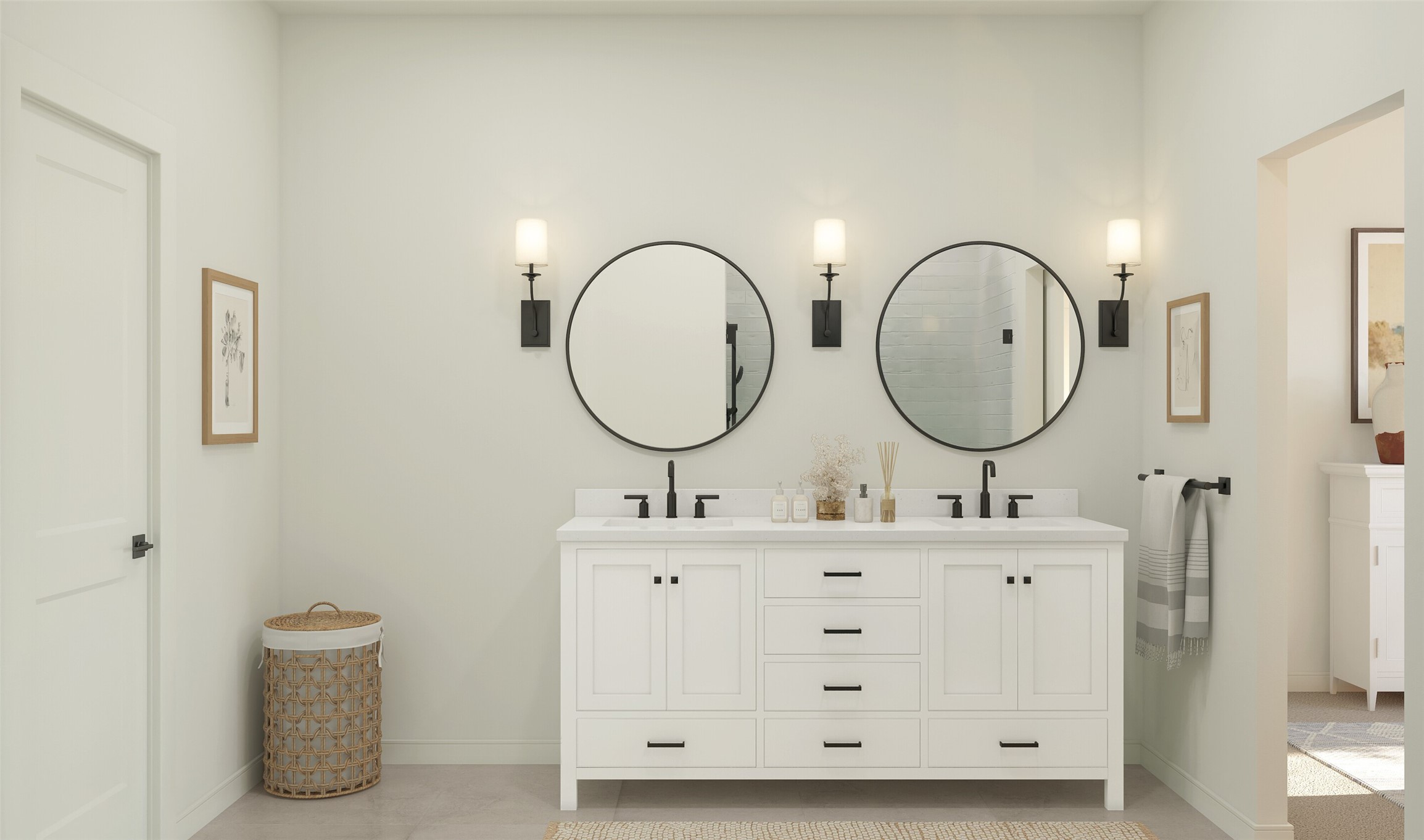 Relaxing primary bath (*Artist rendering used for illustration purposes only. Colors/finishes may differ from the ones currently selected in the home.)