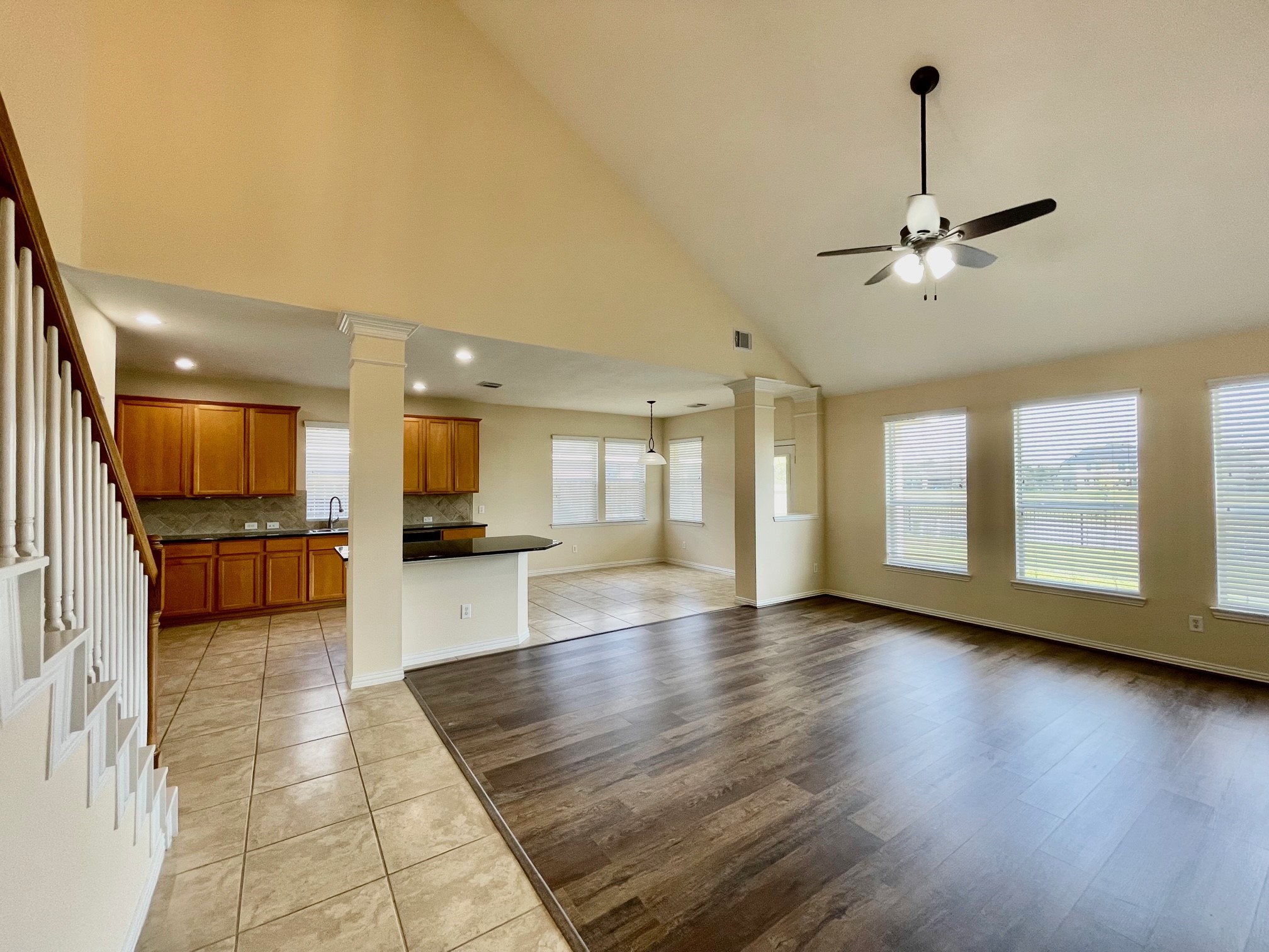 Vaulted high ceiling in Family room